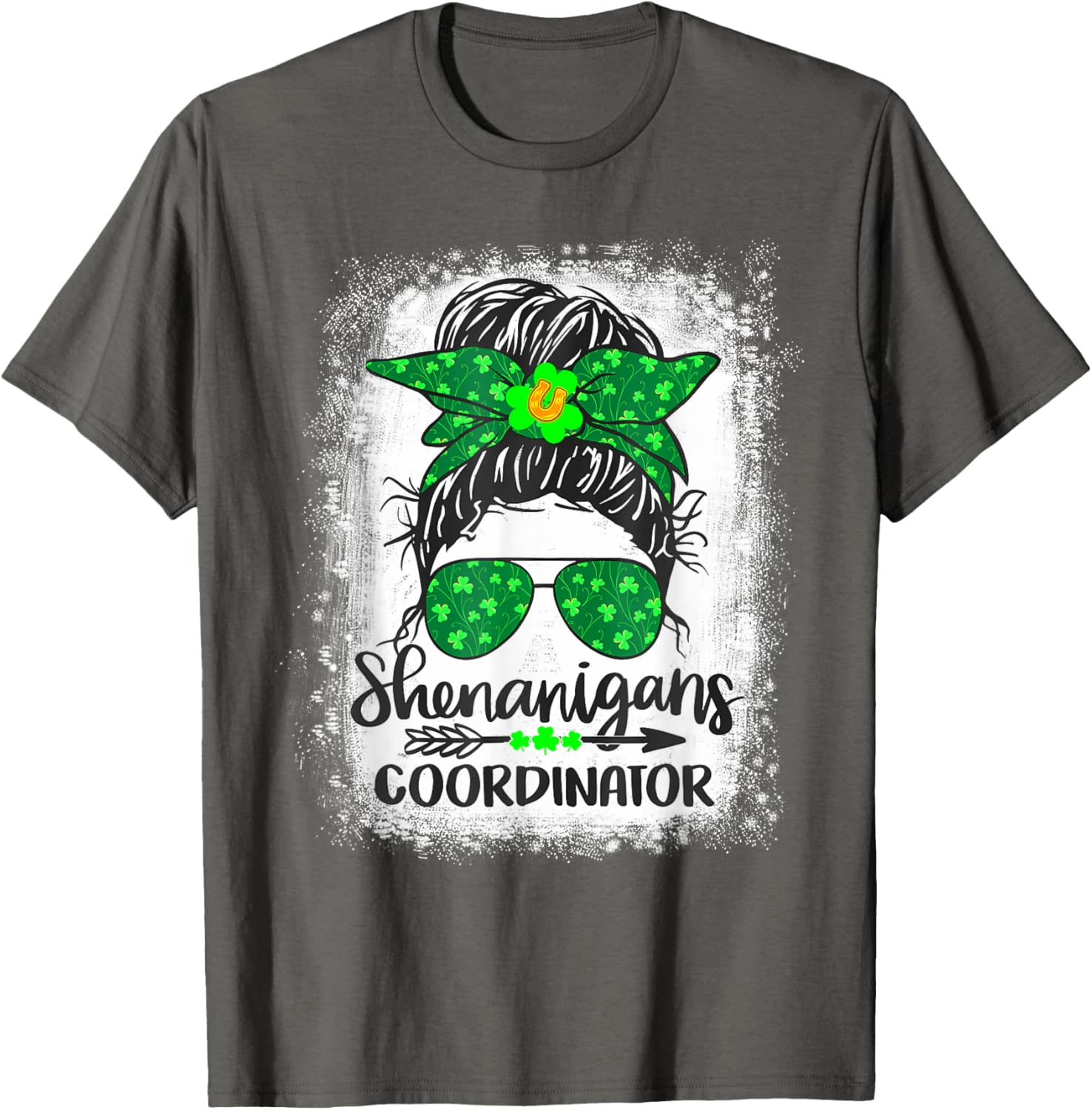 Shenanigans Coordinator Messy Bun St Patricks Day Women's T-Shirt - 23