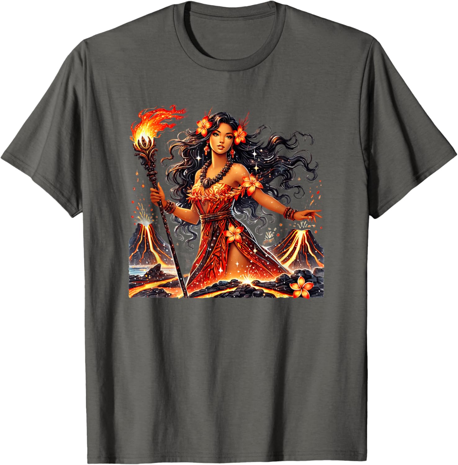 Hawaiian Goddess Pele Fire Transformation T-Shirt for Nature Lovers - 7