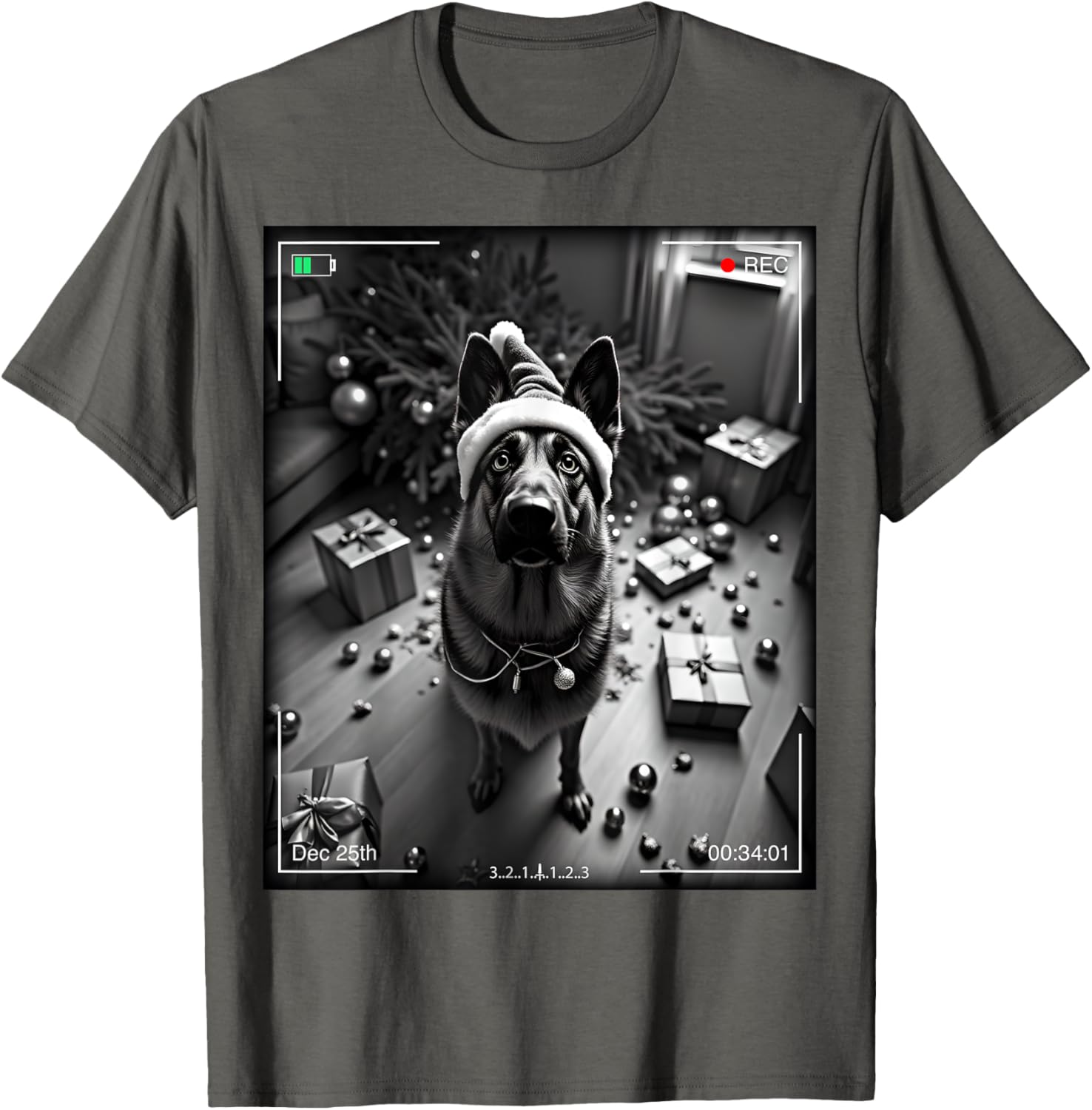 Christmas German Shepherd Caught on Camera T-Shirt for Dog Lovers - 5