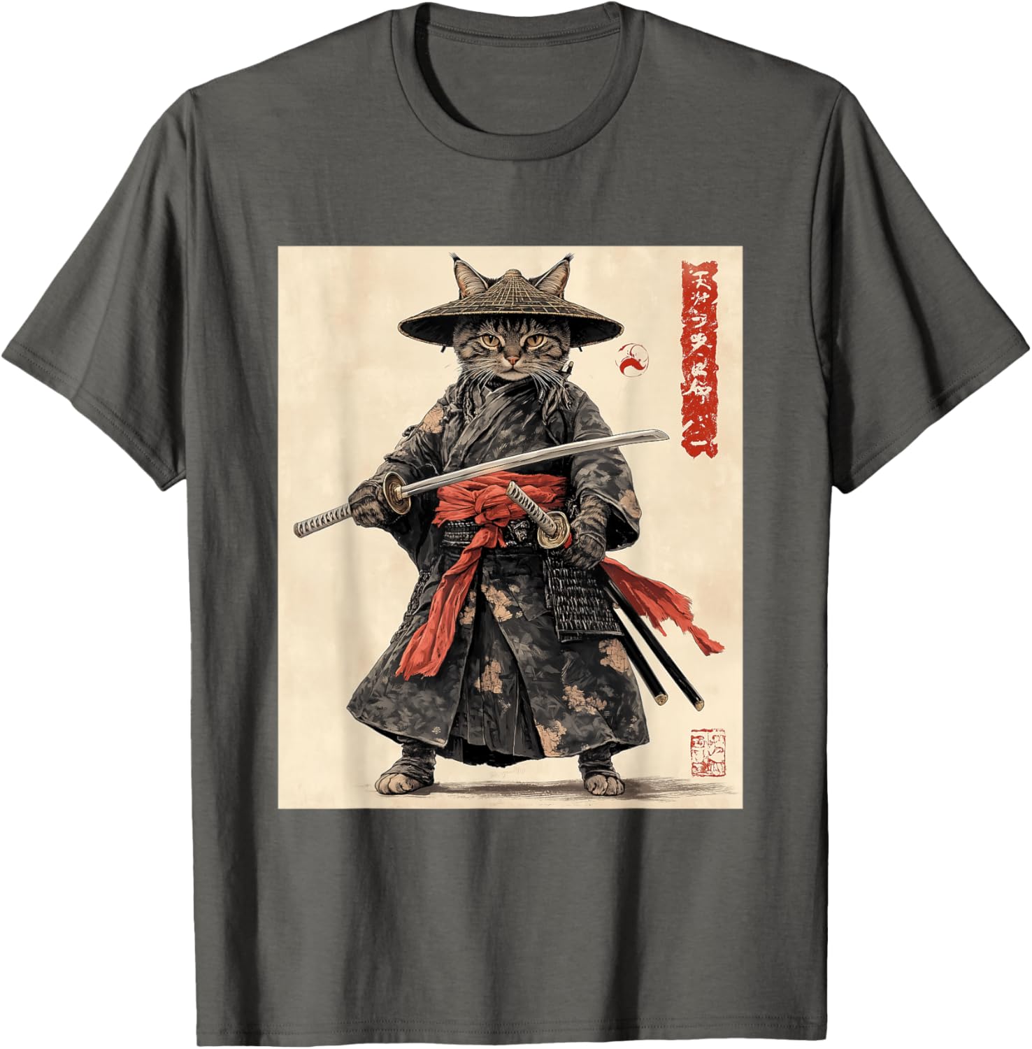 Samurai Cat T-Shirt - Japanese Warrior Graphic Tee for Cat Lovers - 24