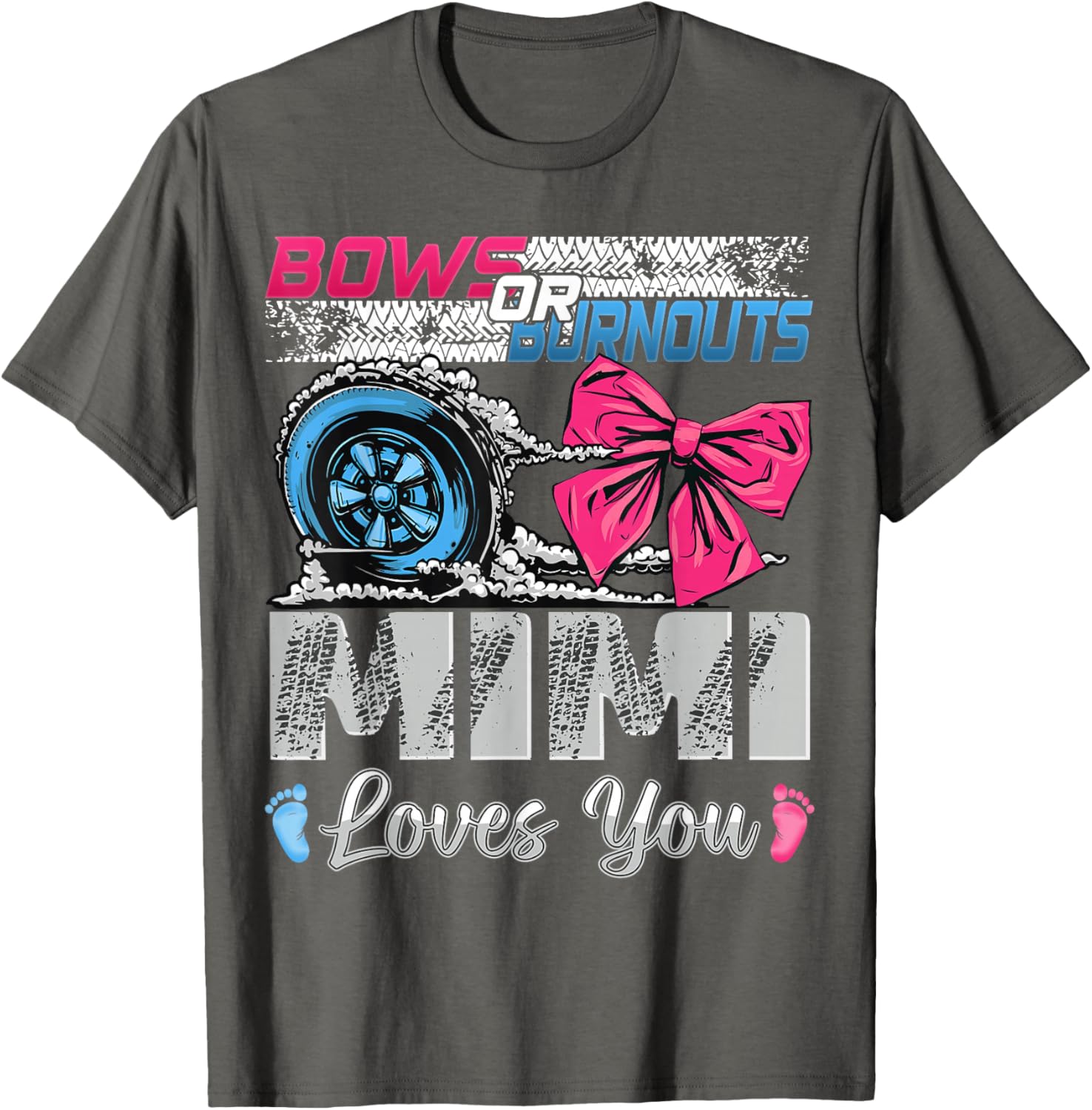 Burnouts or Bows Mimi Loves You Gender Reveal Party T-Shirt for Kids - 5