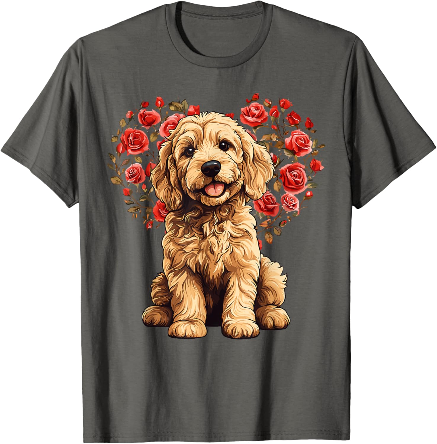 Goldendoodle Valentine’s Day Floral Heart T-Shirt for Dog Lovers - 14