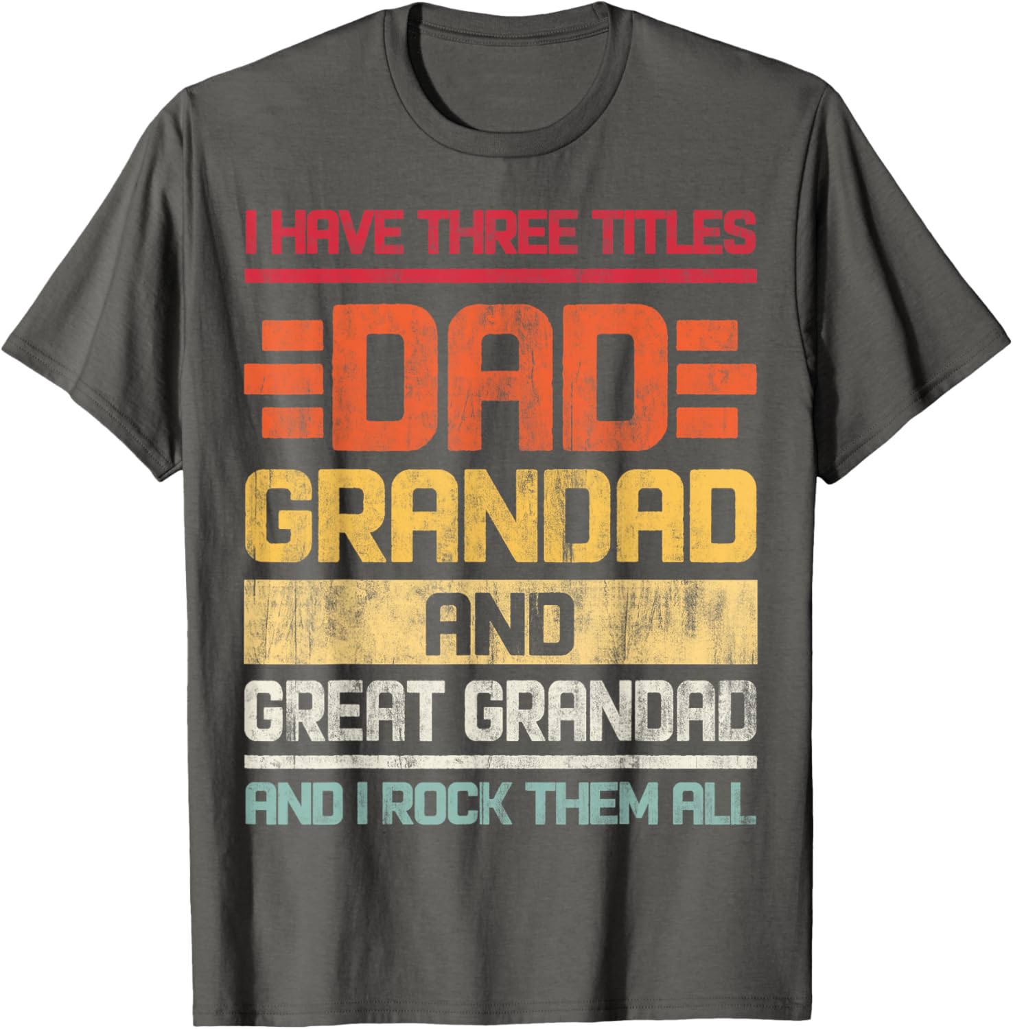 Dad Grandad Great Grandad Rocks T-Shirt for Family Humor and Fun - 16