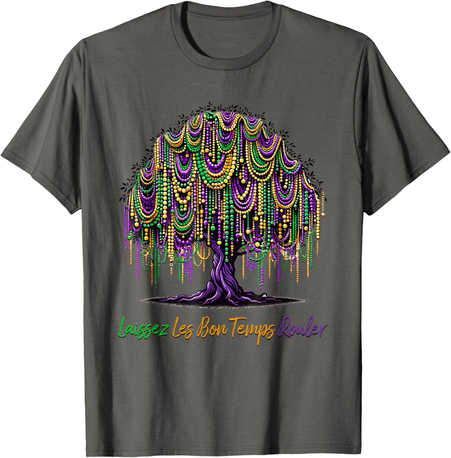 Laissez Les Bon Temps Rouler Mardi Gras Tree Beads T-Shirt for Festive Fun - 6