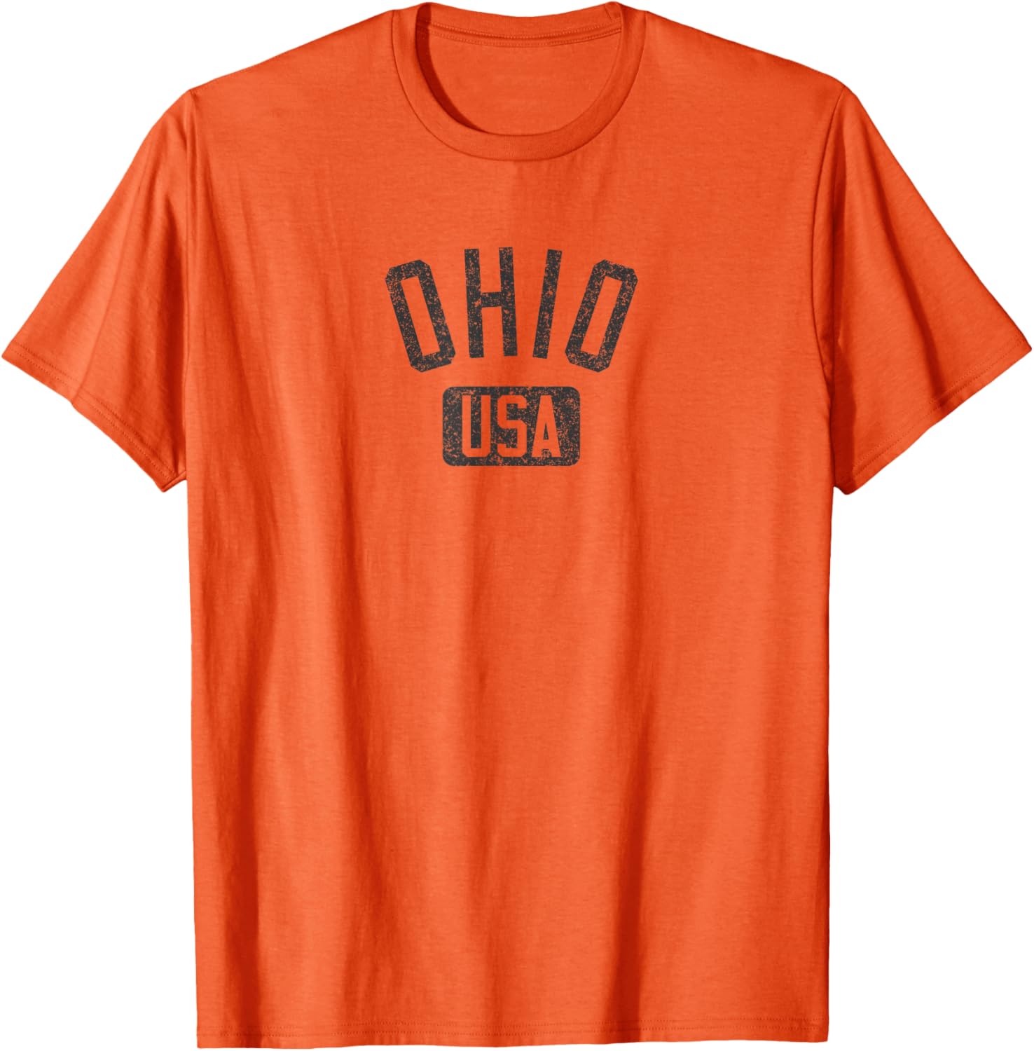 Ohio Arched Text Distressed Black Print T-Shirt for Casual Style Lovers - 11
