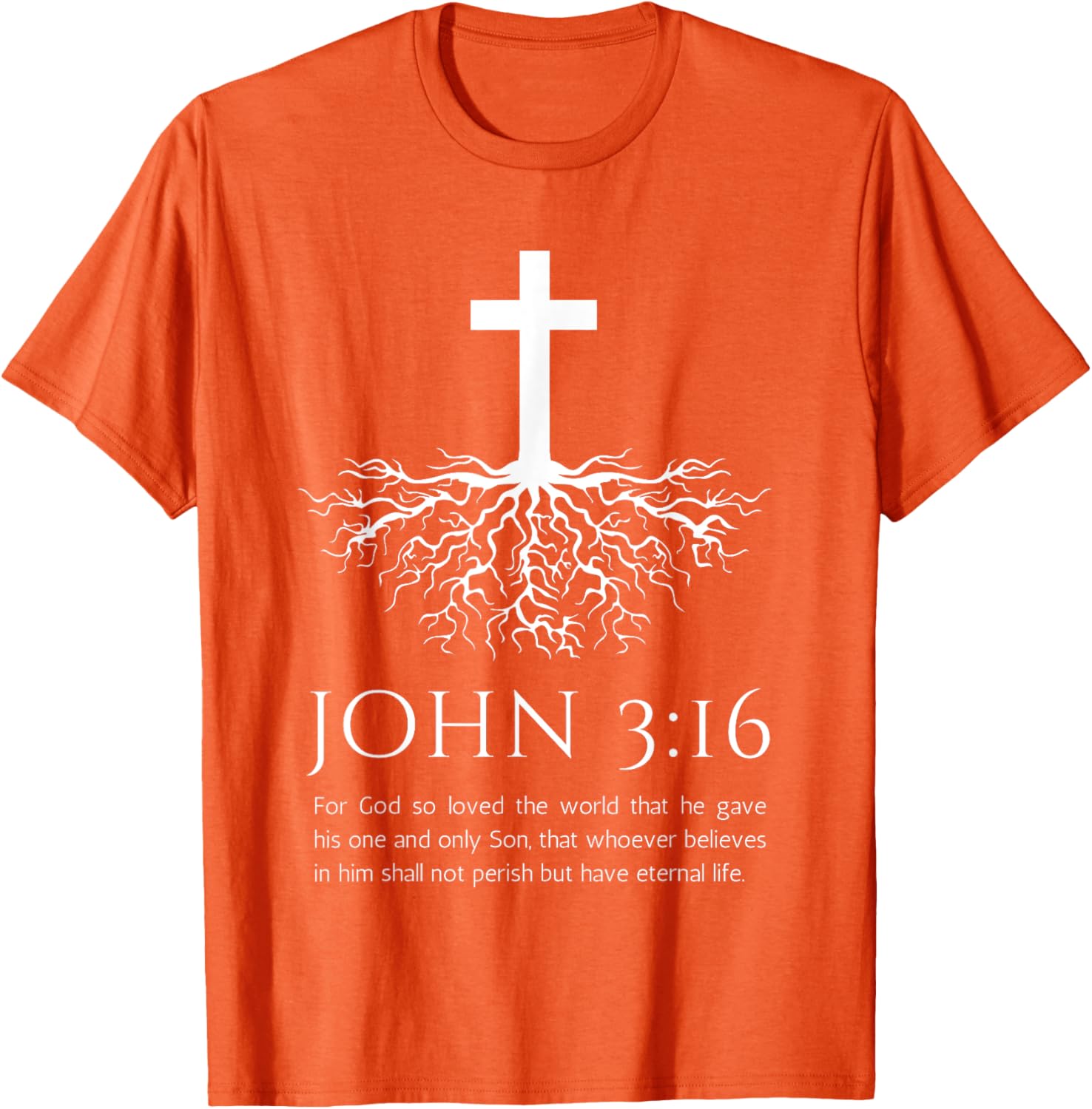 John 3:16 Jesus Cross T-Shirt with Tree Design - Christian Faith Apparel - 16