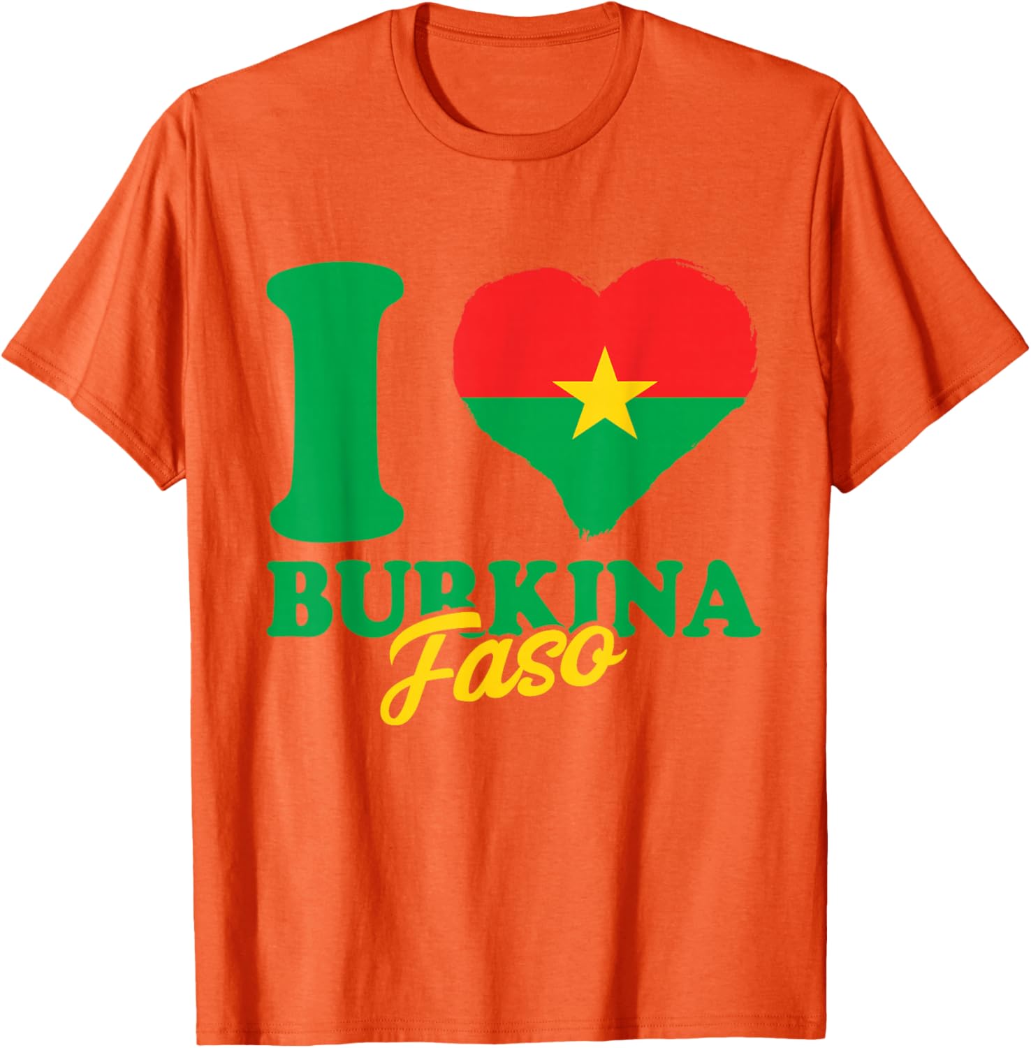 I Love Burkina Faso Heart T-Shirt with Burkina Faso Flag Design - 25