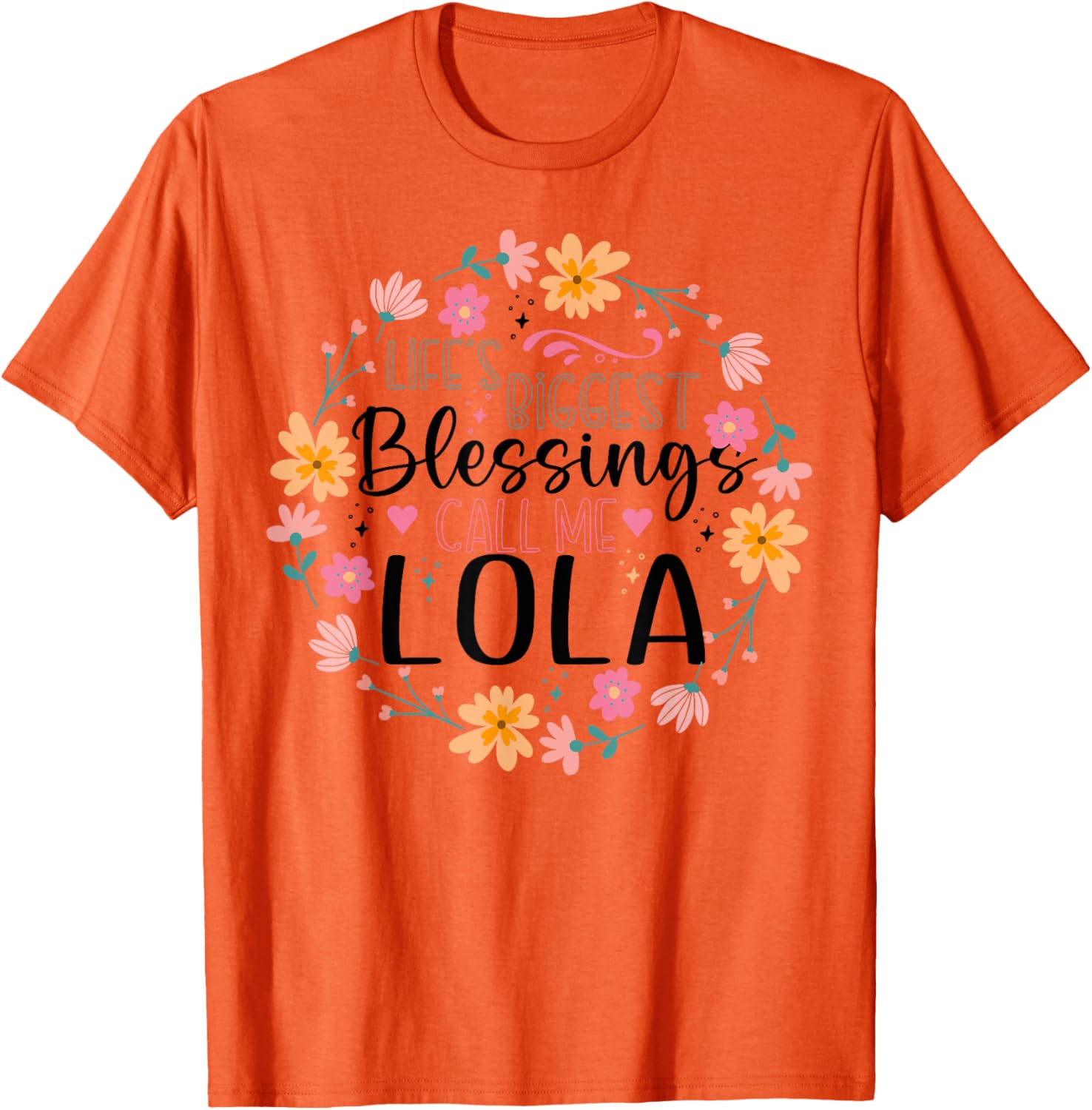 Floral Grandma T-Shirt Life's Greatest Blessings Call Me Lola Gift Idea - 4