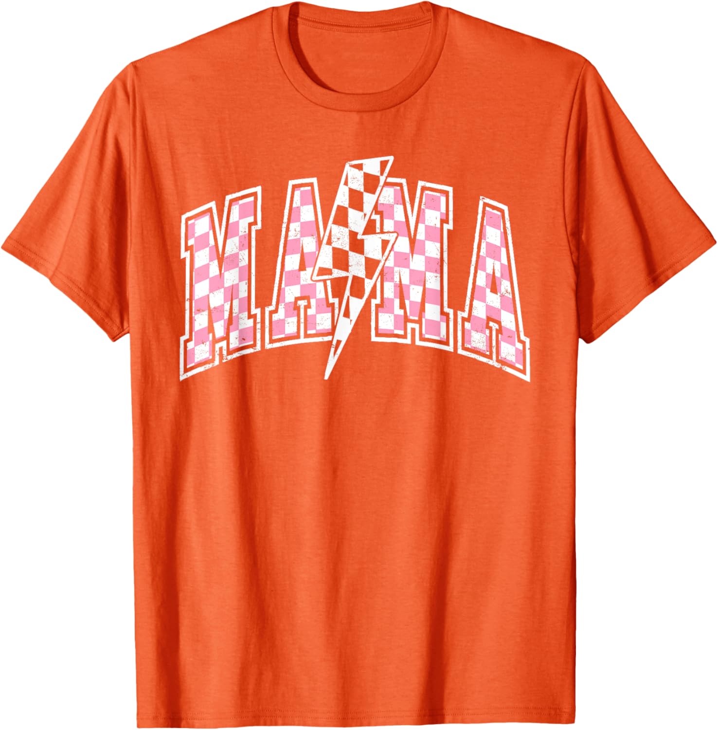 Mama Lightning Bolt Checkered Mom T-Shirt for Stylish Moms - 12