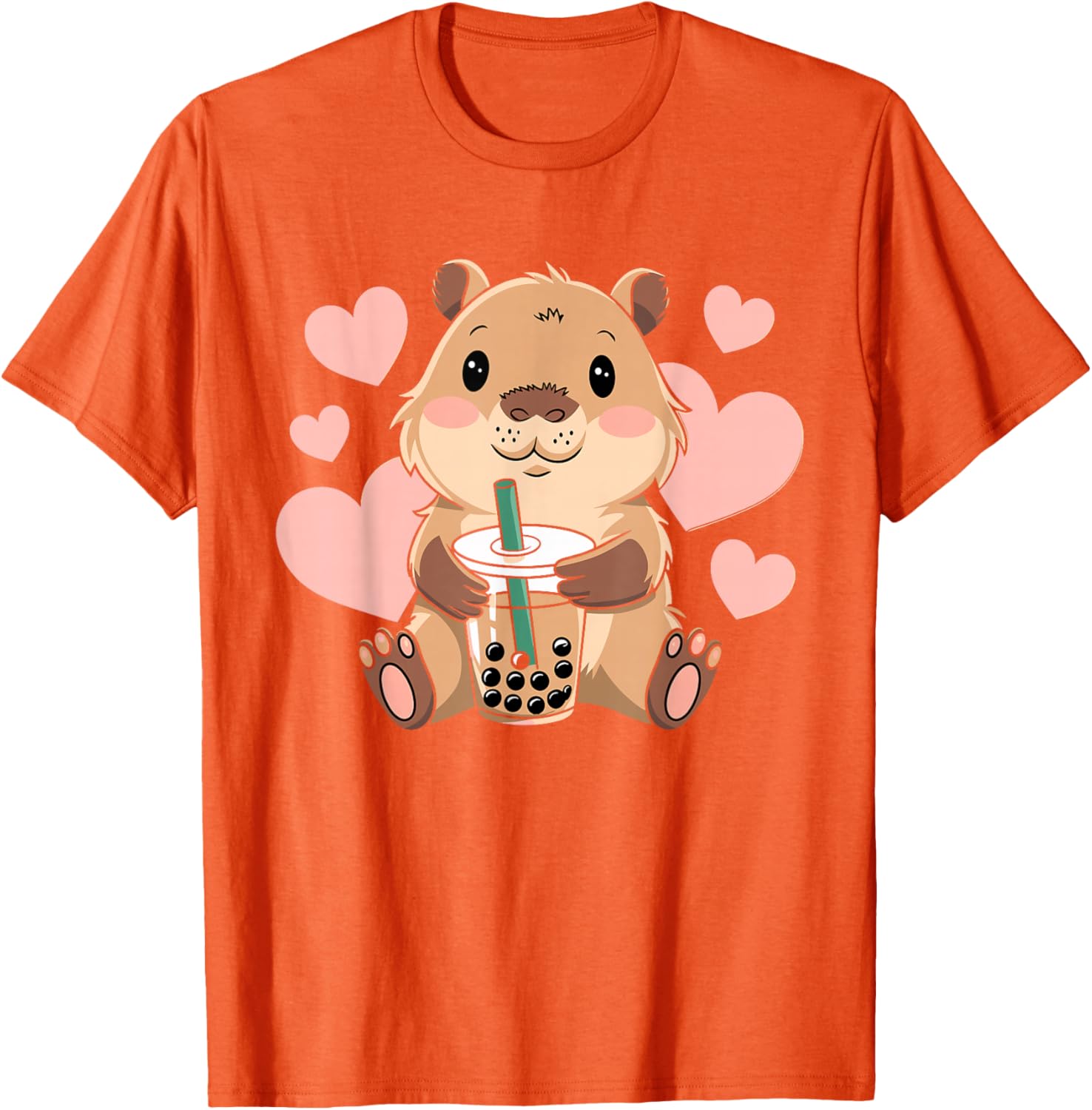 Cute Capybara Boba Tea T-Shirt for Women, Teens, and Kids - 19