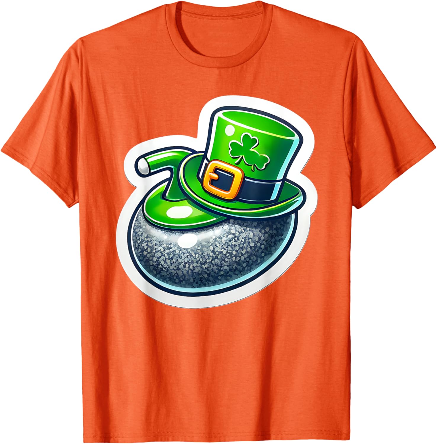St. Patrick's Day Curling Stone Hat Irish Spirit Funny T-Shirt for Fun - 7