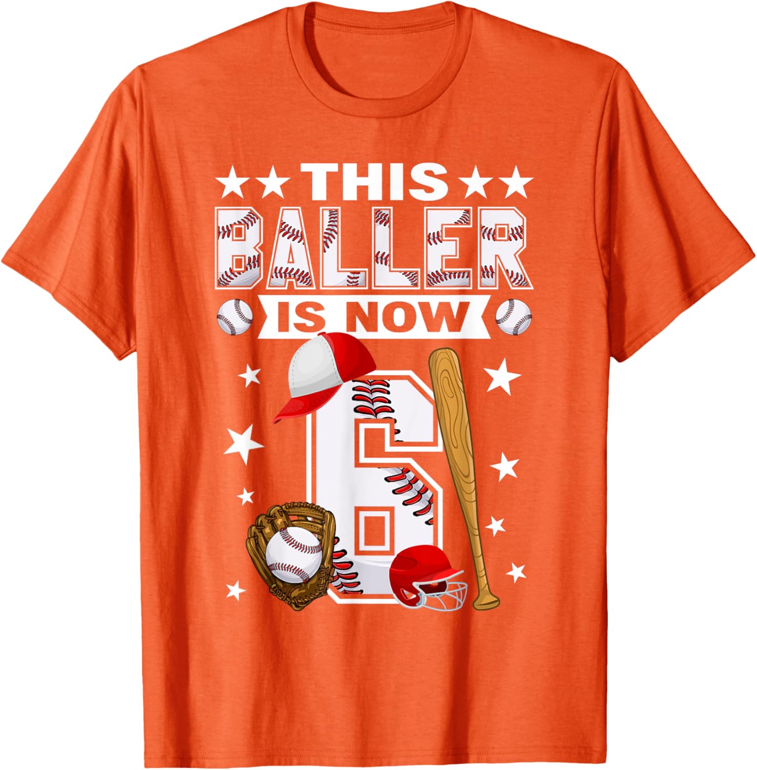 Cute 6 Year Old Baseball Lovers Boys T-Shirt for Kids Fun Style - 19