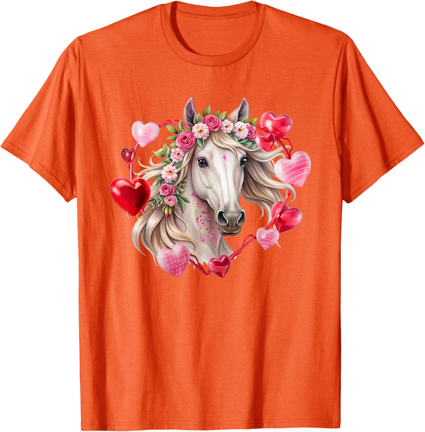 Happy Valentine's Day Equestrian T-Shirt with Horse and Hearts Design - 2