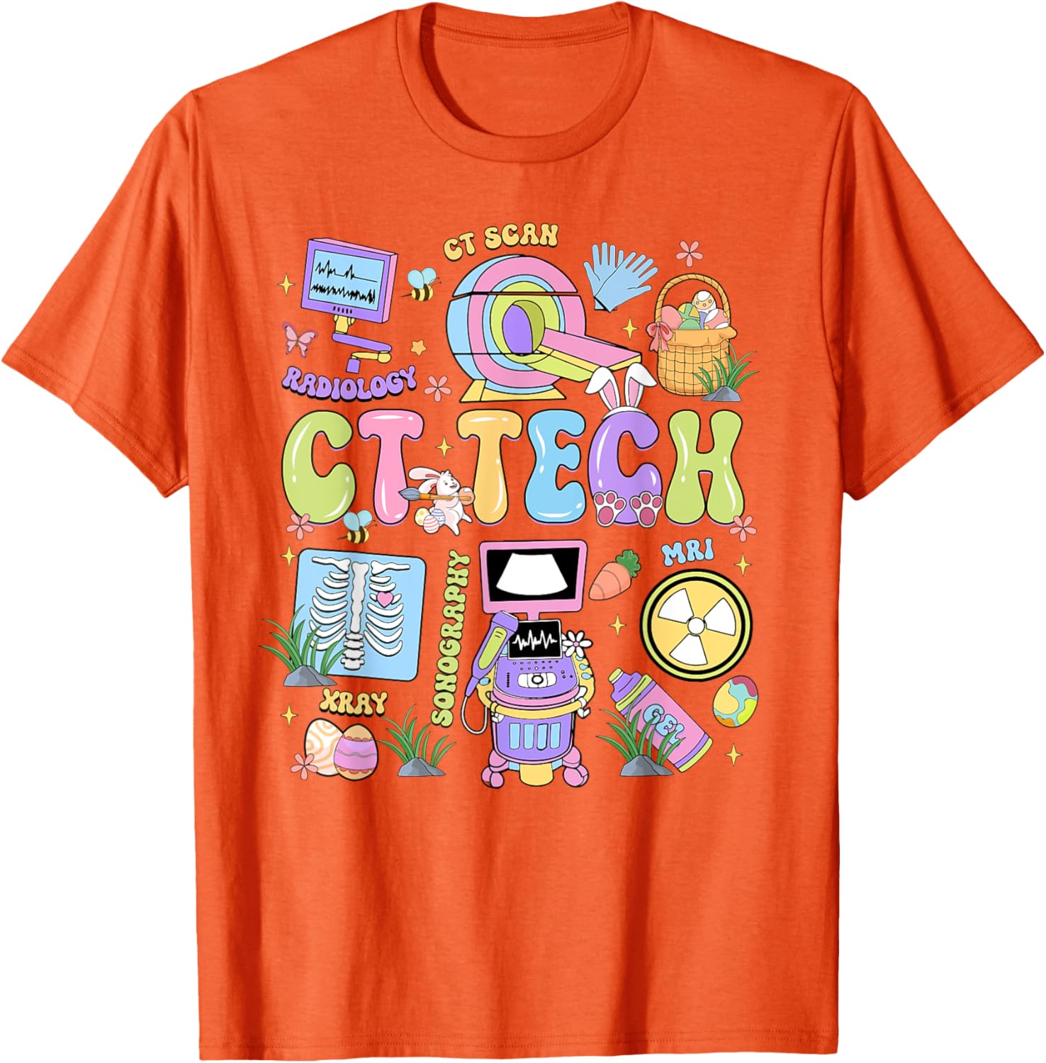 Happy Easter Day Hoppy CT Scan Tech T-Shirt for Radiology Professionals - 16