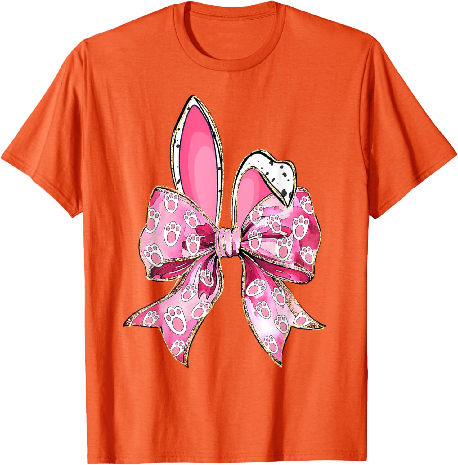 Happy Easter Bunny Coquette Bow Ears T-Shirt for Girls and Teens - 7