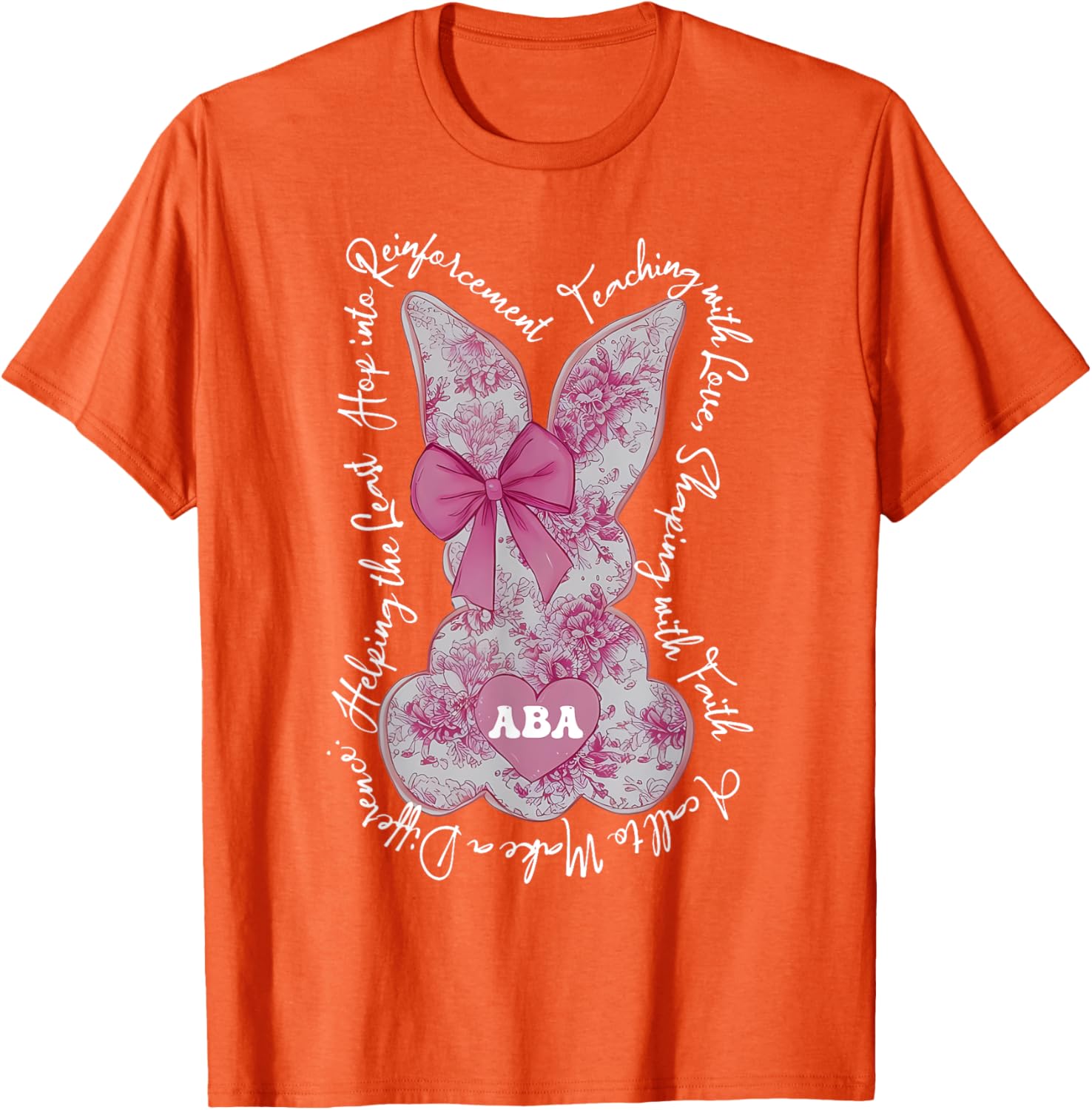 Coquette Pink Floral Bunny Easter T-Shirt for ABA Therapists and RBTs - 16