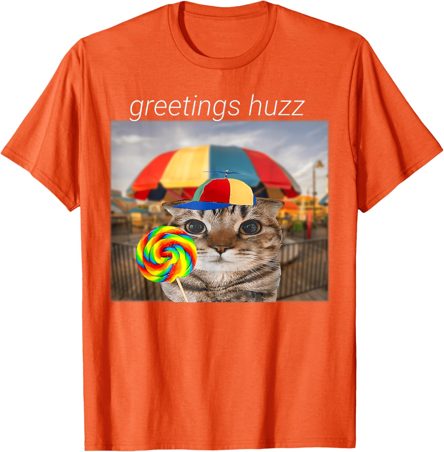 Funny Cat Huzz Meme T-Shirt for Men and Women - Cute Lollipop Design - 5