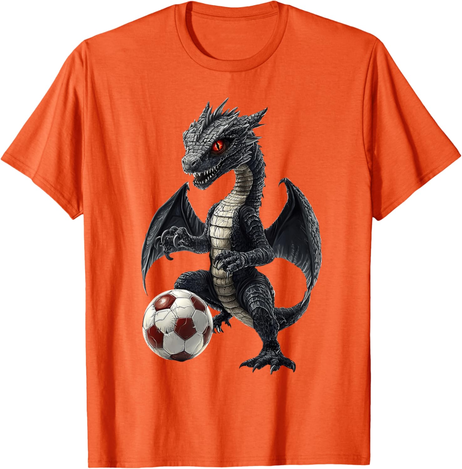 Fun Dragon Playing Soccer T-Shirt for Kids and Adults - Cute Sports Tee - 1