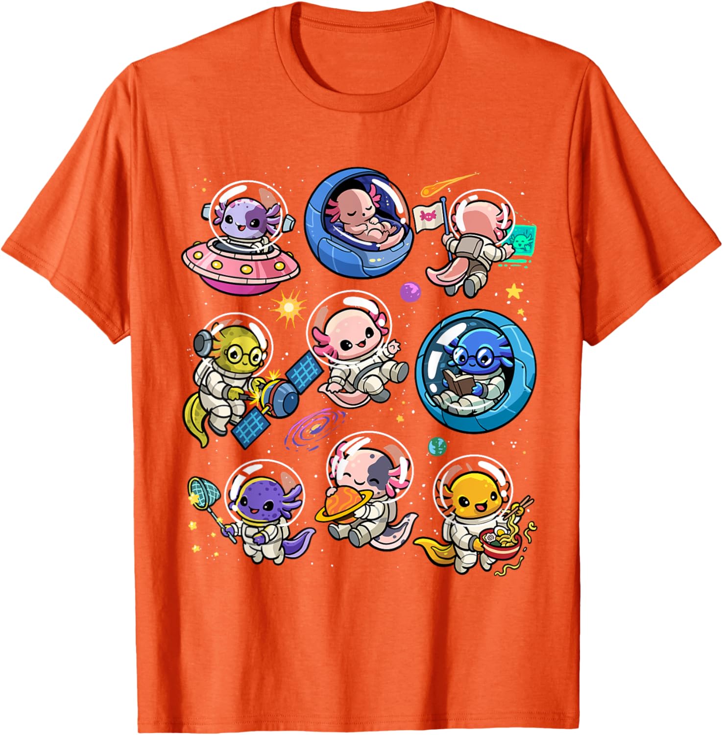 Cute Galaxy Axolotl Astronaut T-Shirt for Space Lovers and Kids - 4