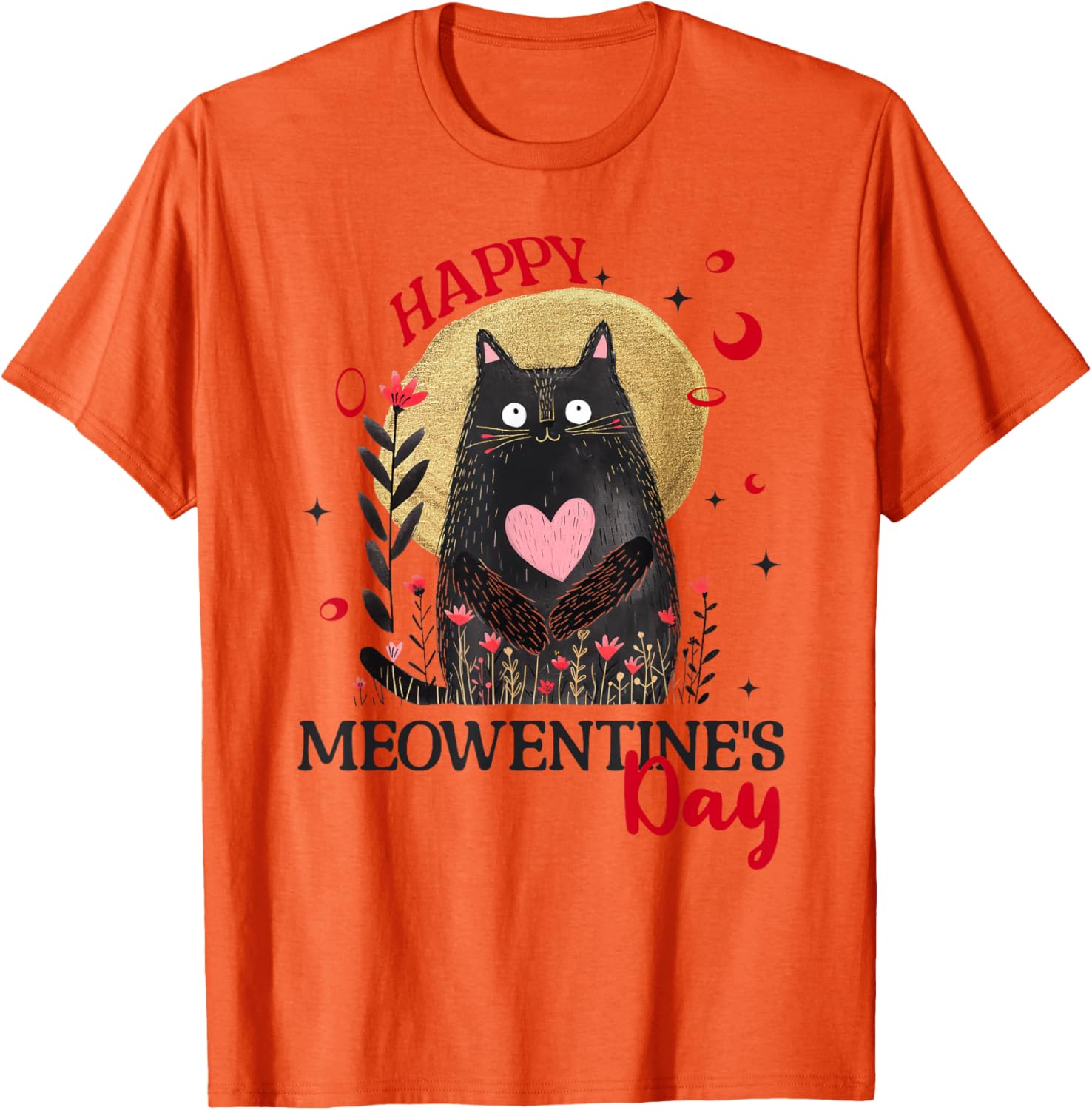 Funny Happy Meowentine's Day Cat T-Shirt for Girls and Women - 15