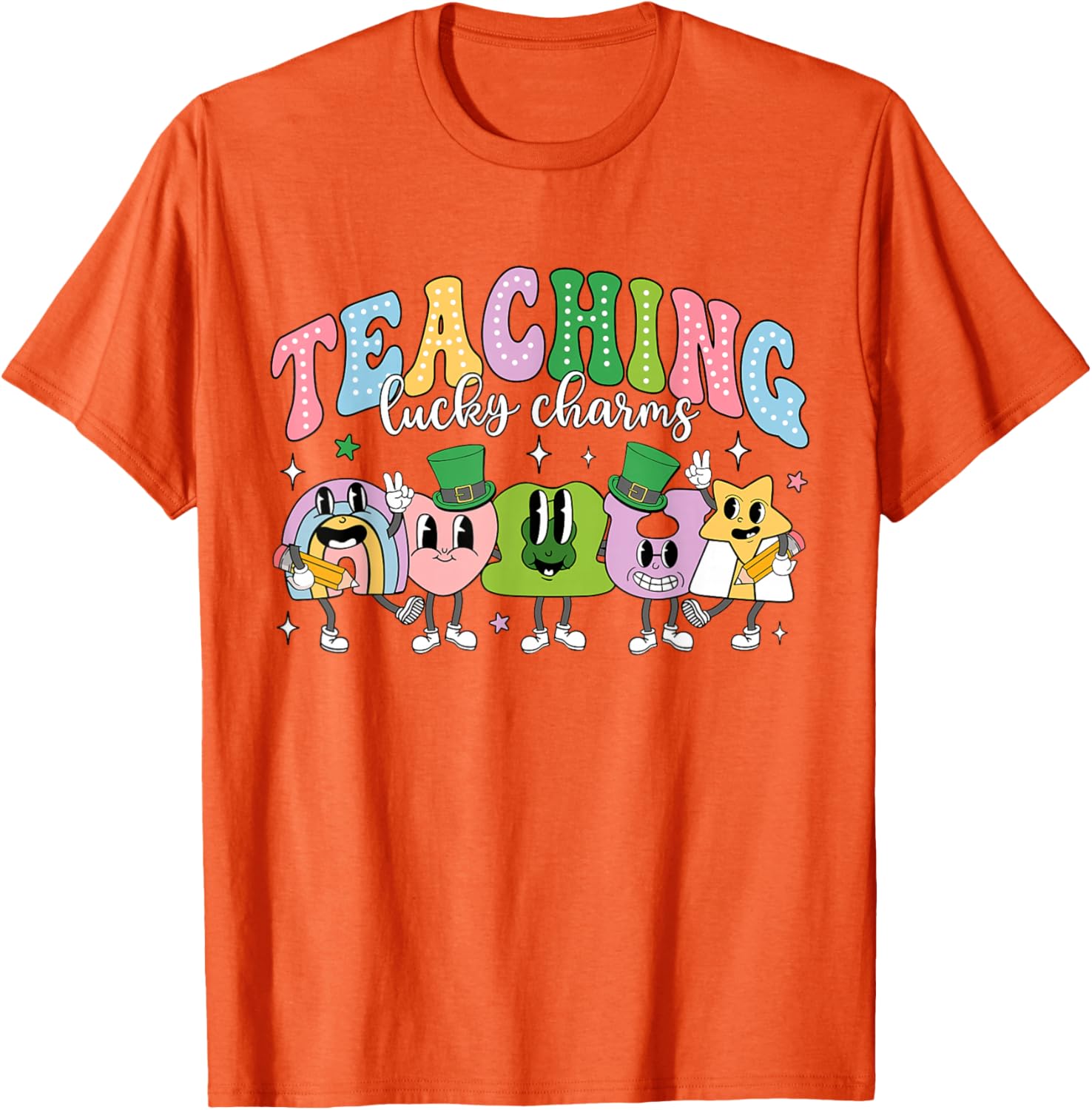 Funny Retro St Patricks Day T-Shirt for Teachers with Lucky Charms Design - 13