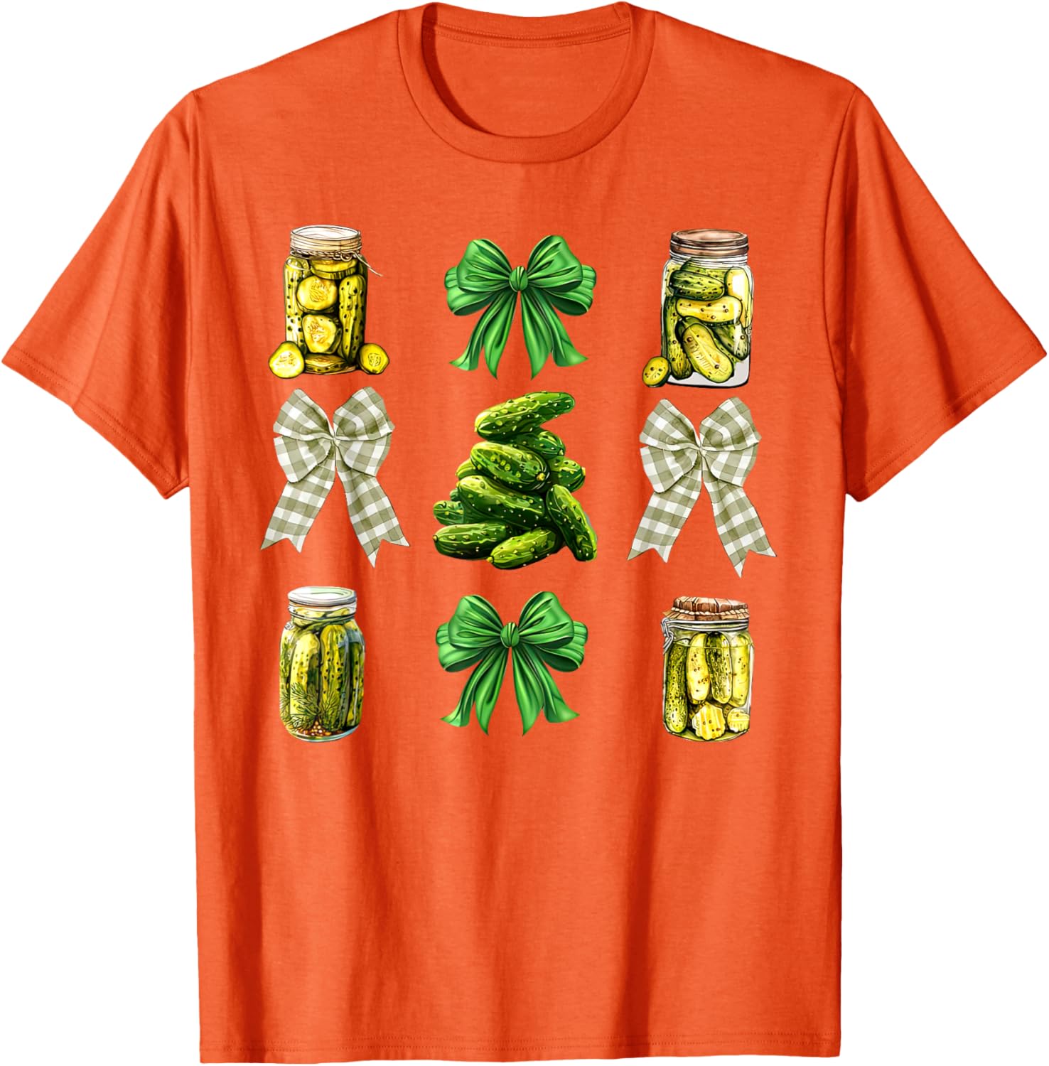 Cute Pickle Jar Coquette Bow Cucumber T-Shirt for Garden Lovers - 5