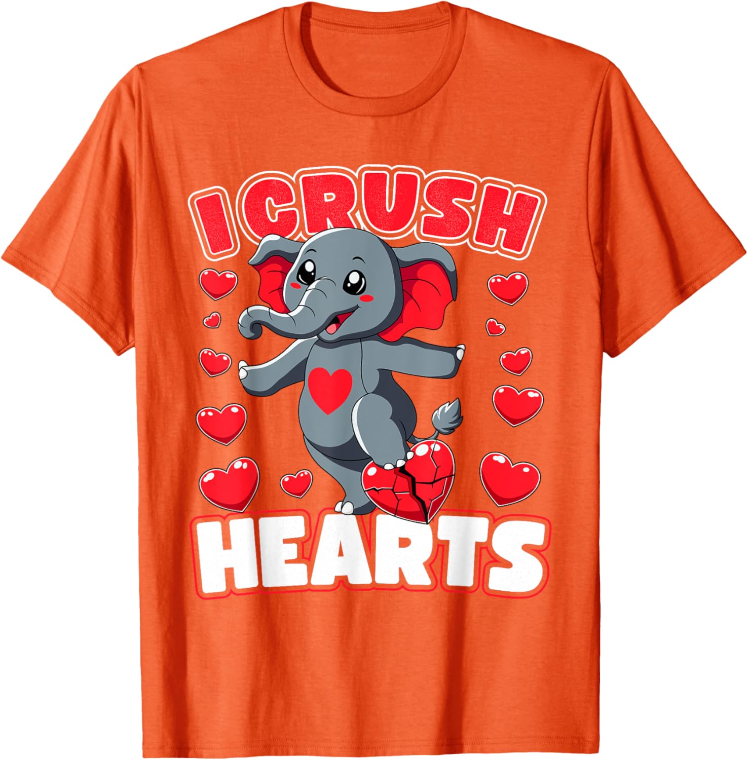 I Crush Hearts Elephant Valentine's Day T-Shirt for Boys and Toddlers - 13