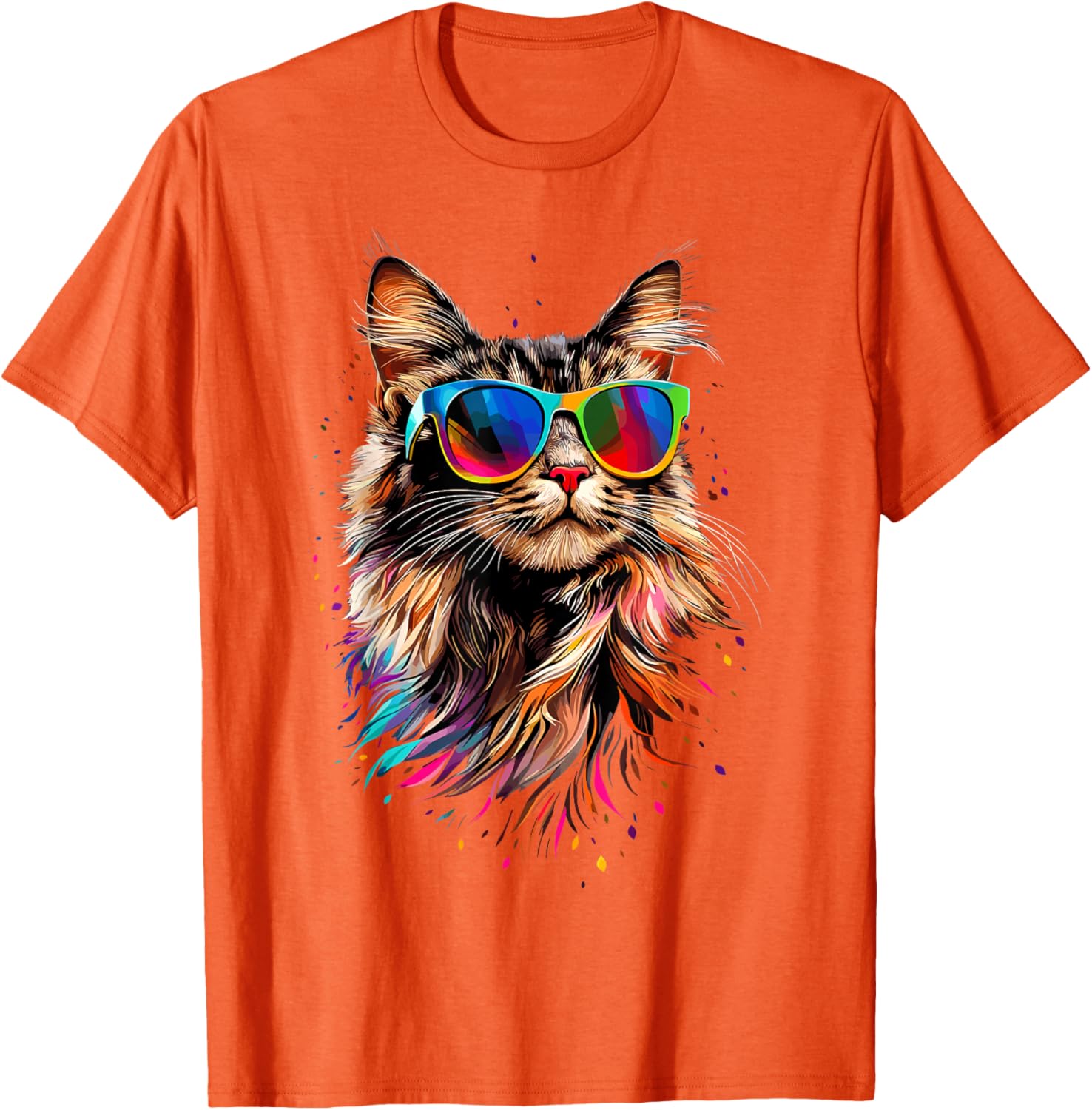 Cute Maine Coon Cat Sunglasses T-Shirt for Cat Lovers - Fun Apparel - 16