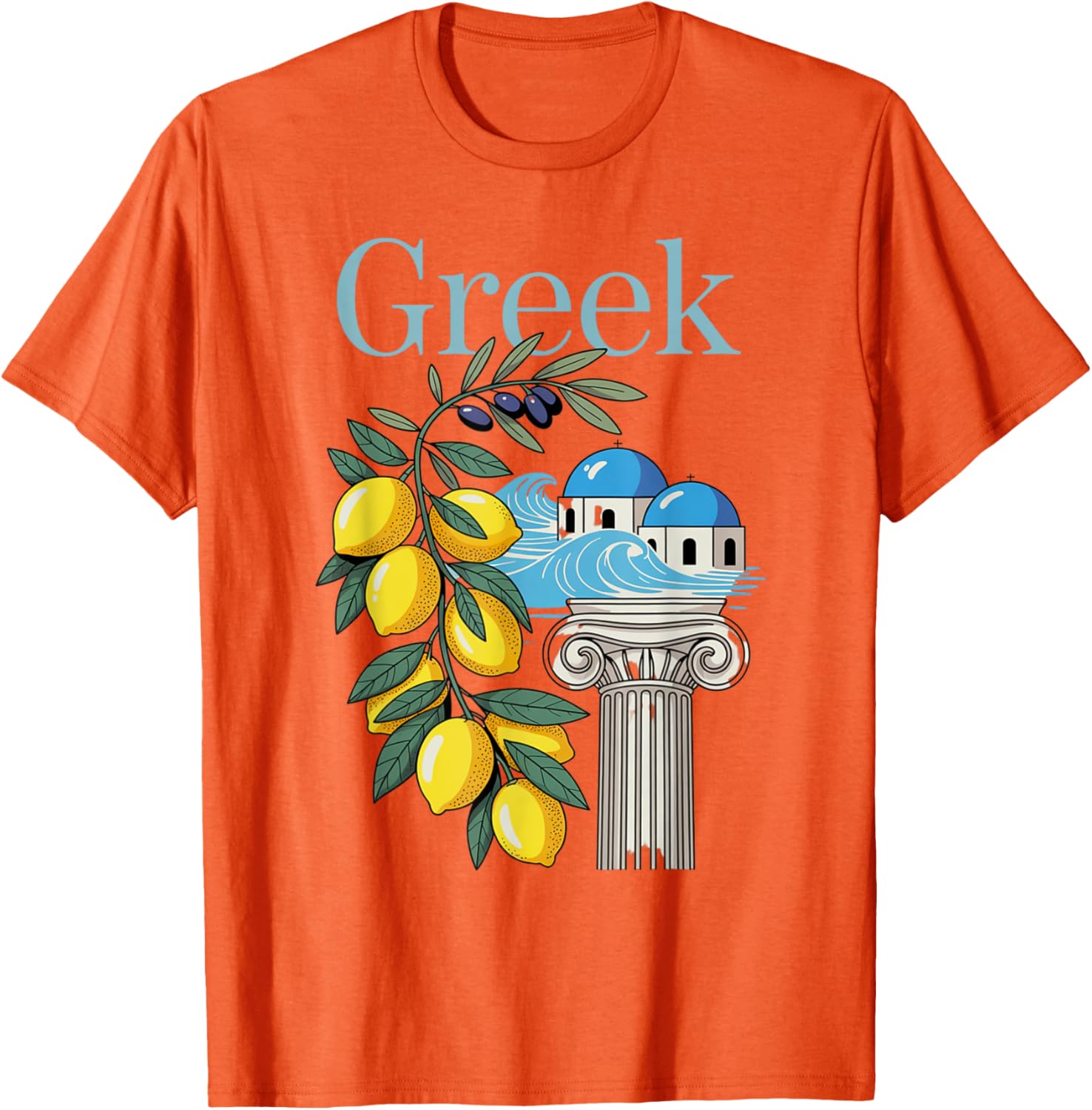 Greek Culture T-Shirt Featuring Lemons and Iconic Architecture Souvenir - 26