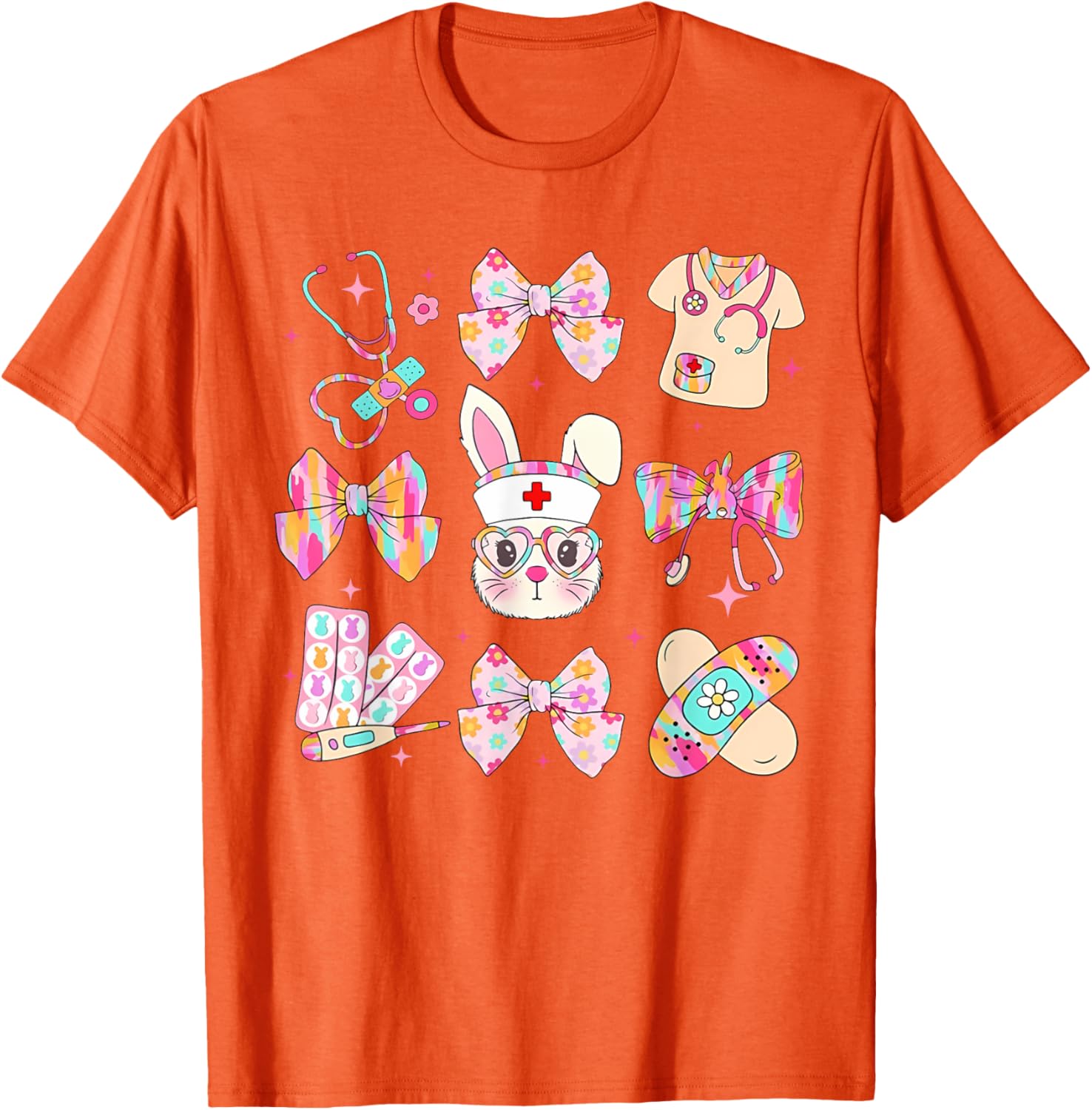 Easter Bunny T-Shirt for Nurses with Coquette Bow - Happy Easter Style - 4