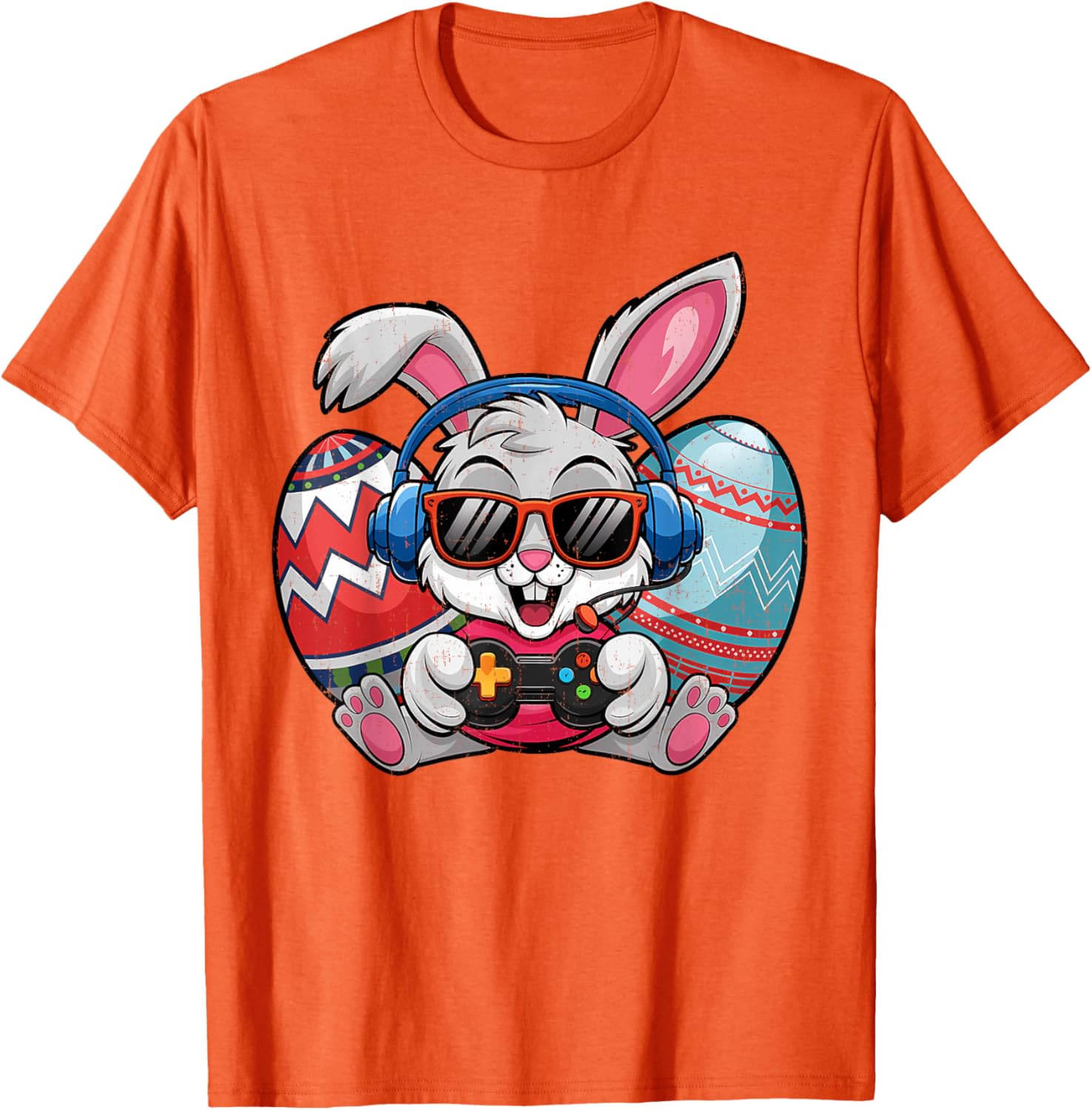 Cute Easter Bunny Playing Video Game Kids T-Shirt for Boys - 25