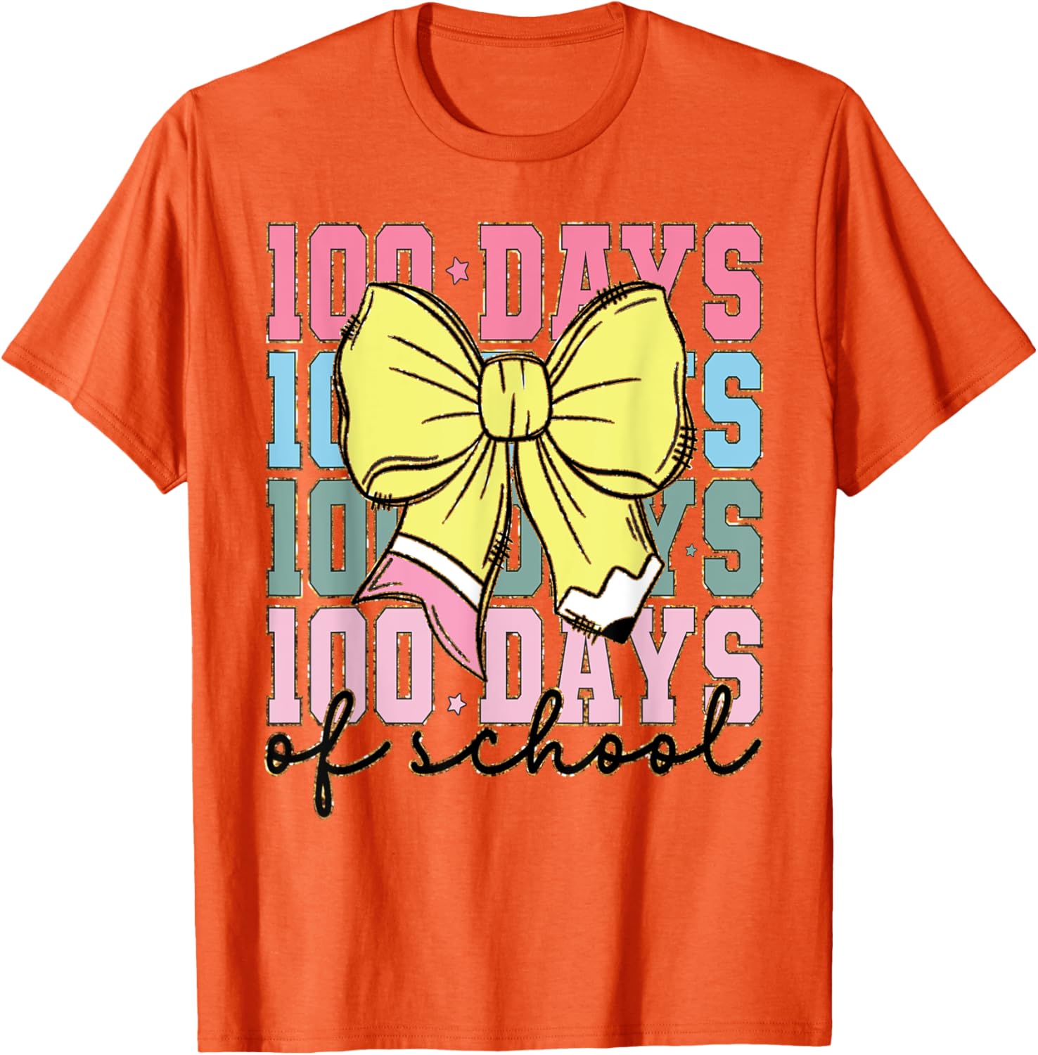 Cute 100 Days of School Coquette Bow T-Shirt for Girls - 2