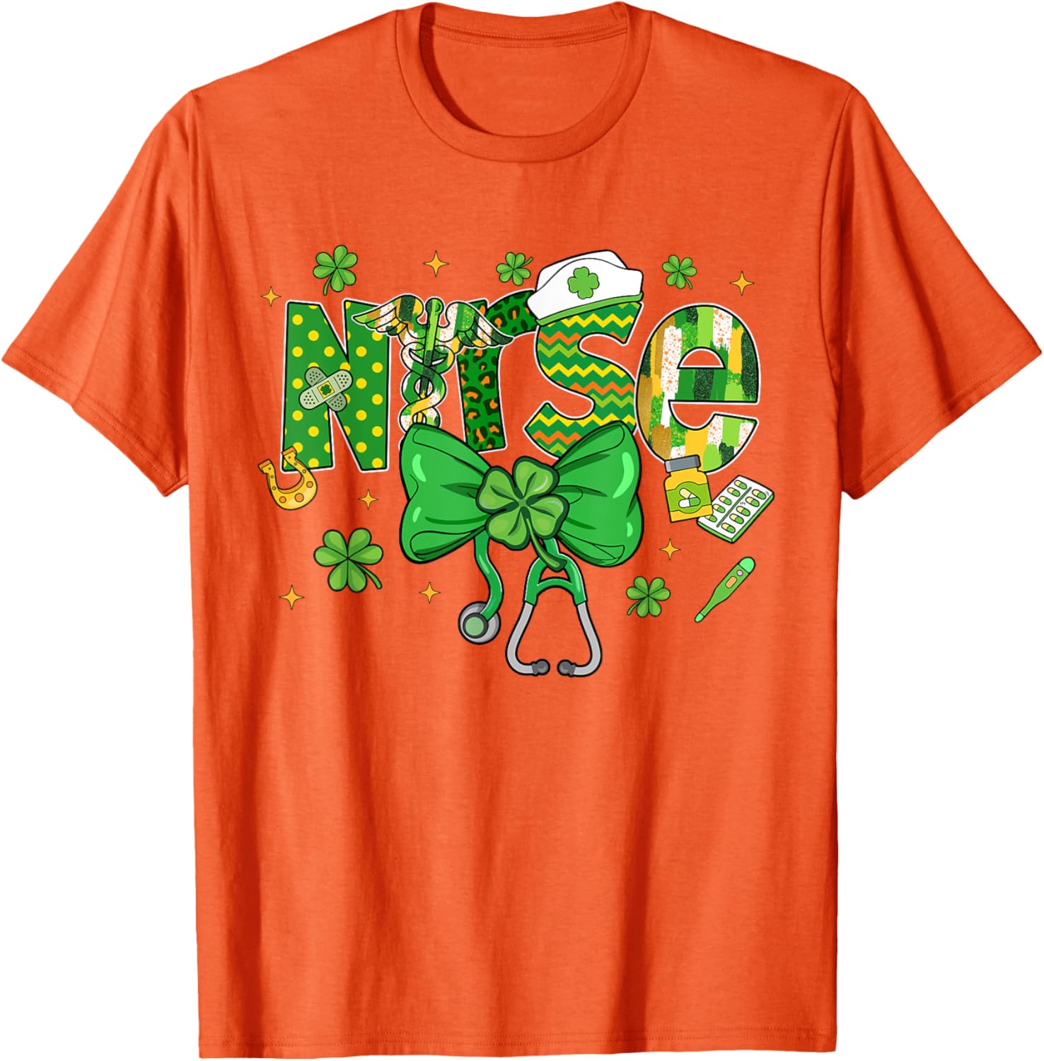 Irish Nurse Stethoscope St Patrick's Day T-Shirt for Healthcare Heroes - 1