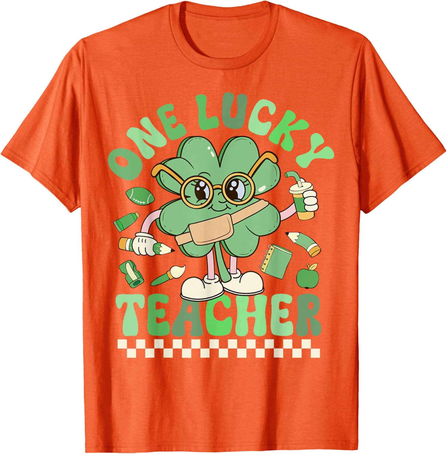 One Lucky Teacher Groovy Shamrock St Patricks Day T-Shirt for Fun Celebrations - 2