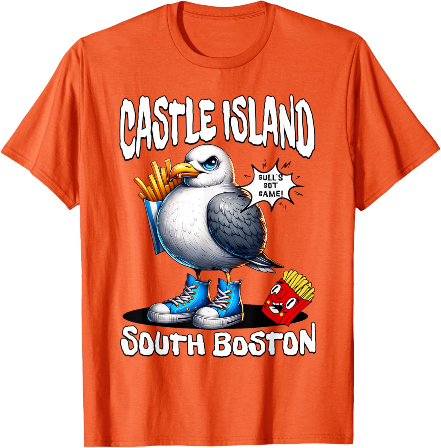 Funny Castle Island Seagull French Fries T-Shirt for Food Lovers - 3