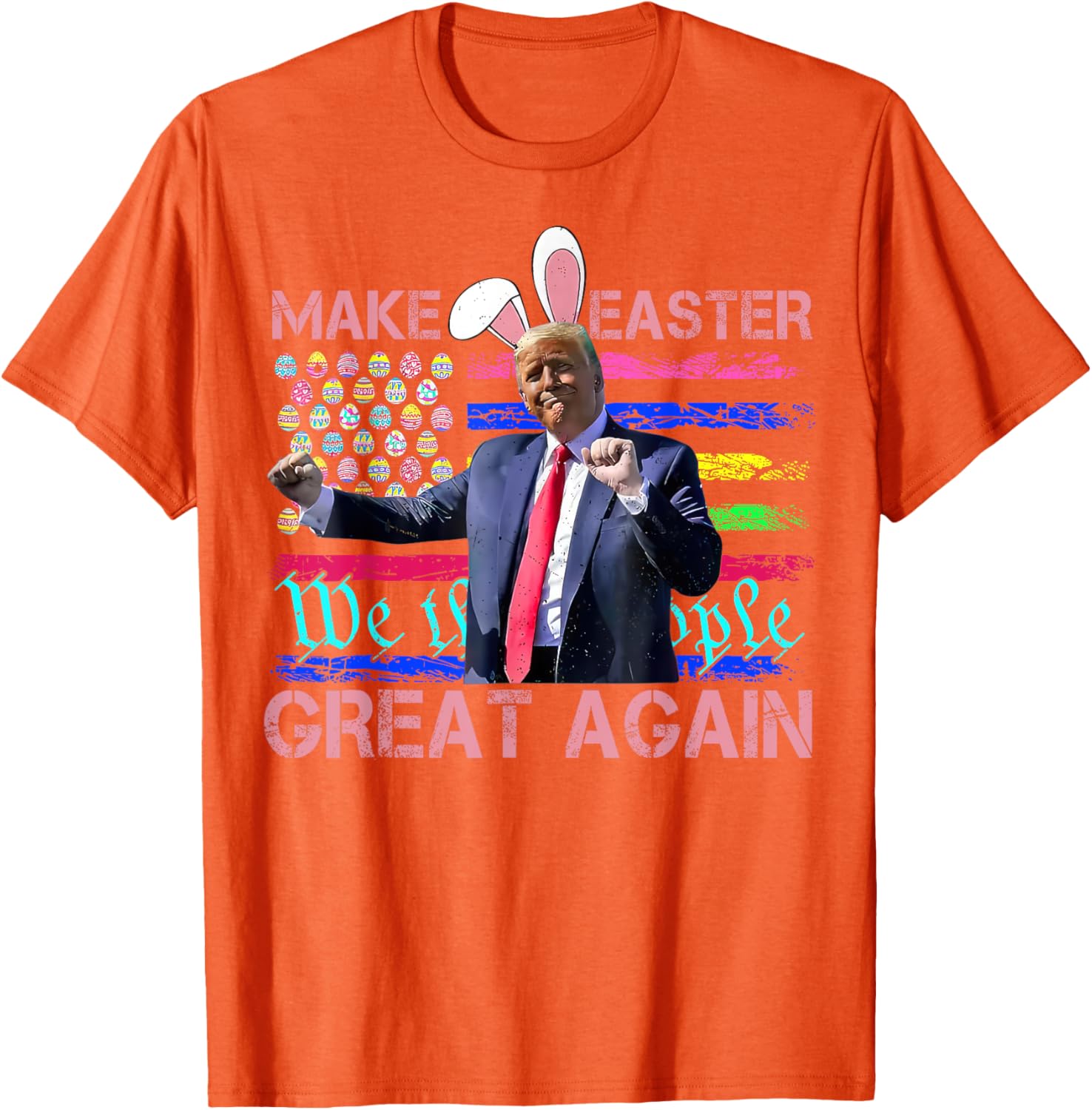Funny Trump Dancing Easter T-Shirt with USA Flag for Holiday Fun - 6