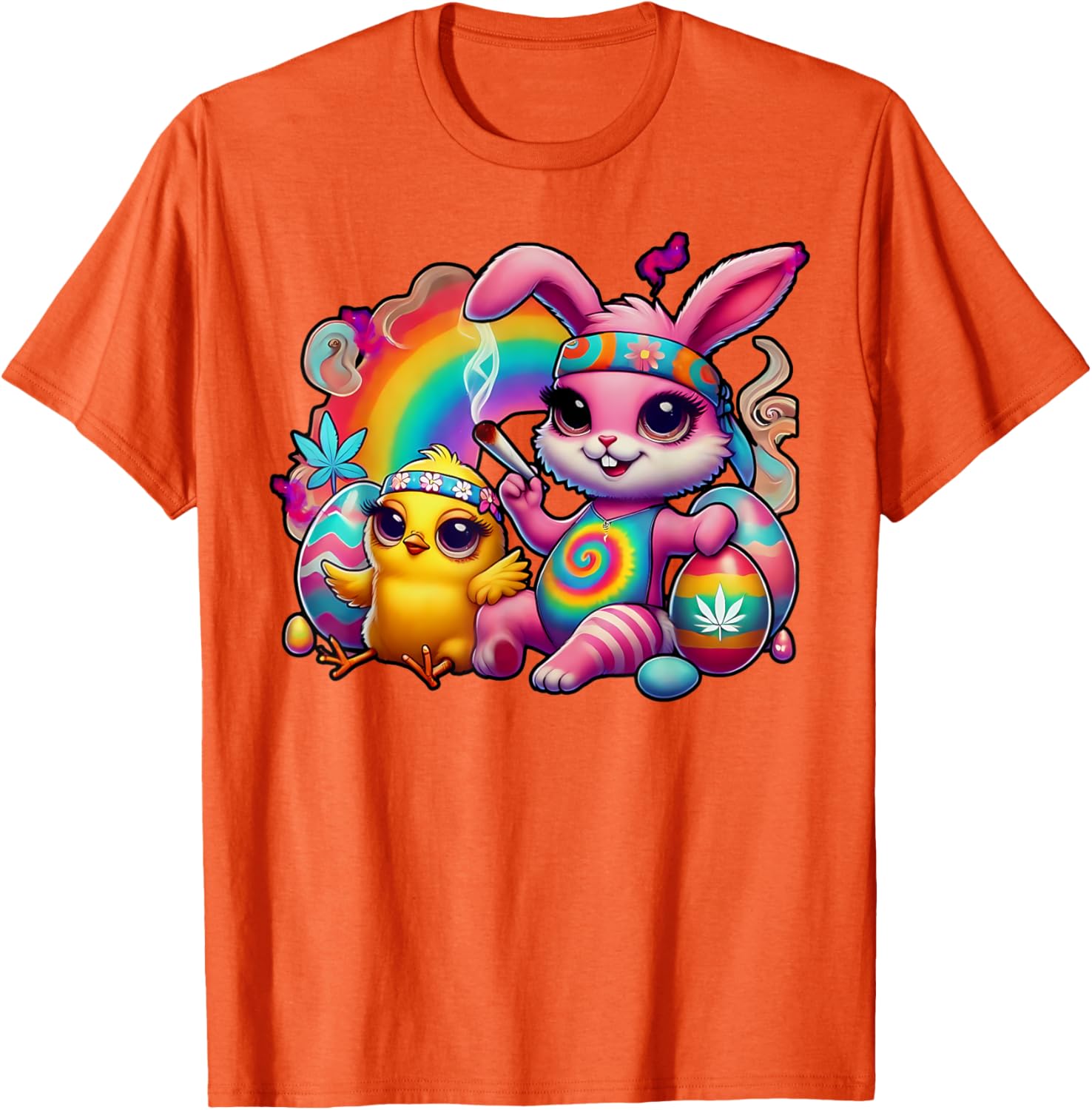 Stoned Easter Bunny Chick T-Shirt for Cannabis Lovers and Fun Celebrations - 17