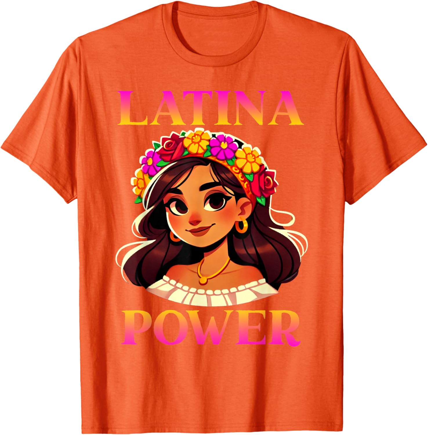 Latina Power Floral Headband T-Shirt for Proud Mexican Women - 15