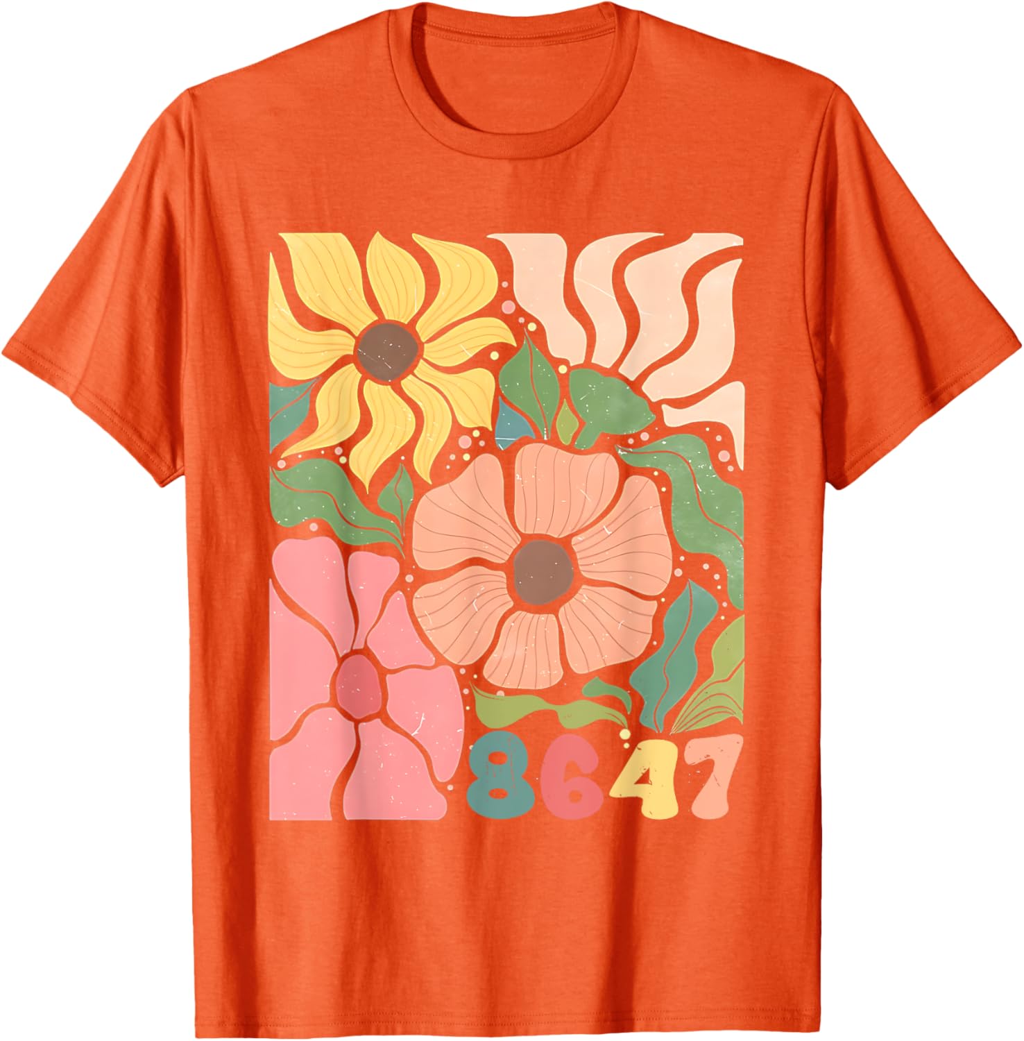 Boho Style Floral T-Shirt with Subtle Anti Trump Design for Women - 3