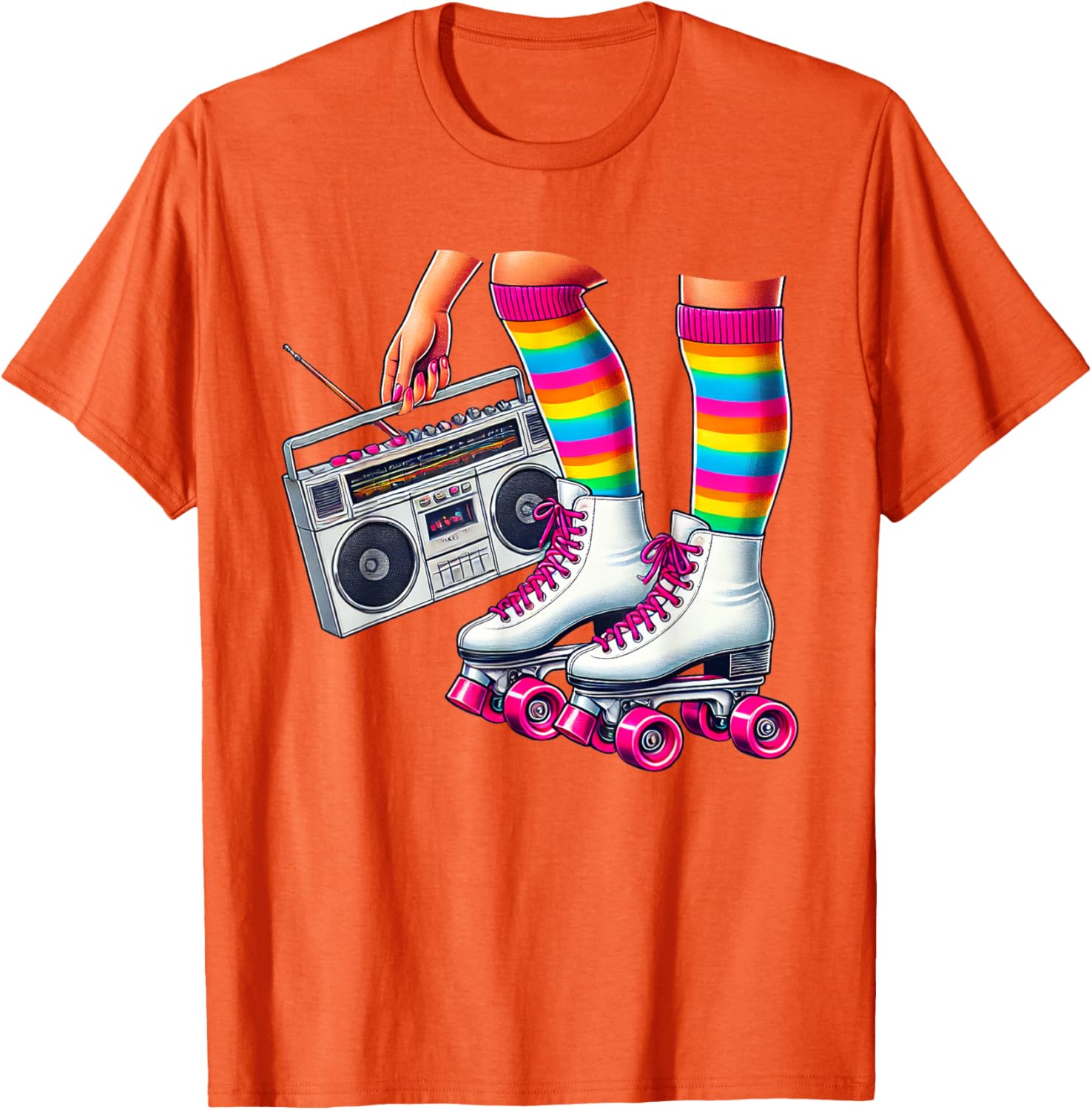 Funny 80s Roller Disco Skating Girl T-Shirt for Retro Fans - 28