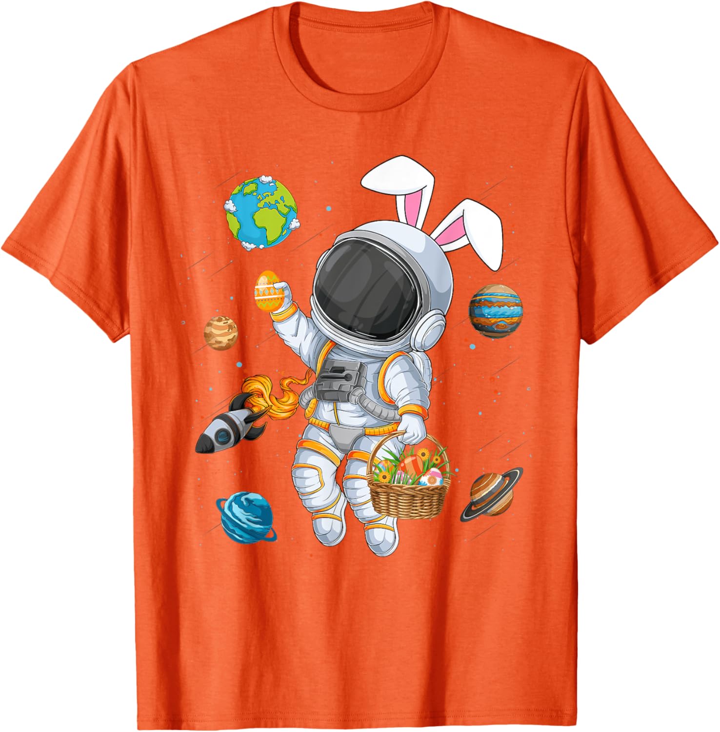 Funny Astronaut Bunny Ears Easter T-Shirt for Boys and Kids - 29