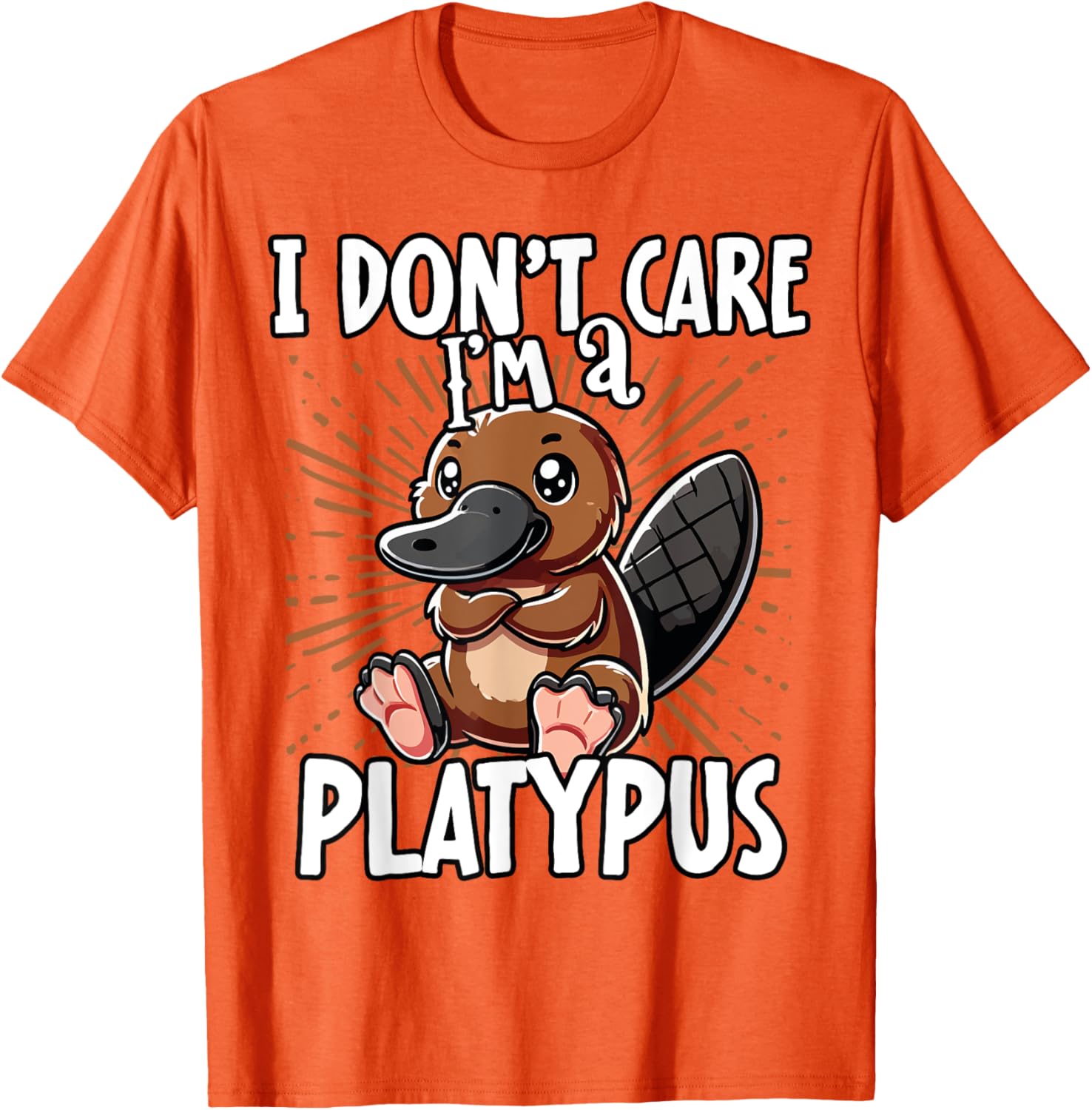 Cute Platypus T-Shirt I Don't Care Fun Animal Apparel for All Ages - 17