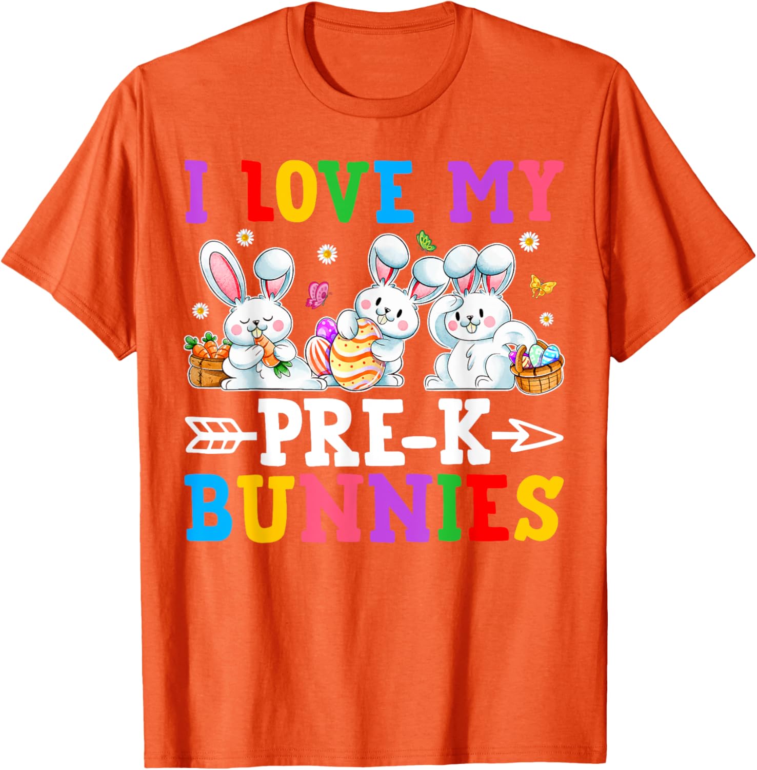 Funny I Love My Pre-K Bunnies T-Shirt for Preschool Teachers Easter Fun - 8