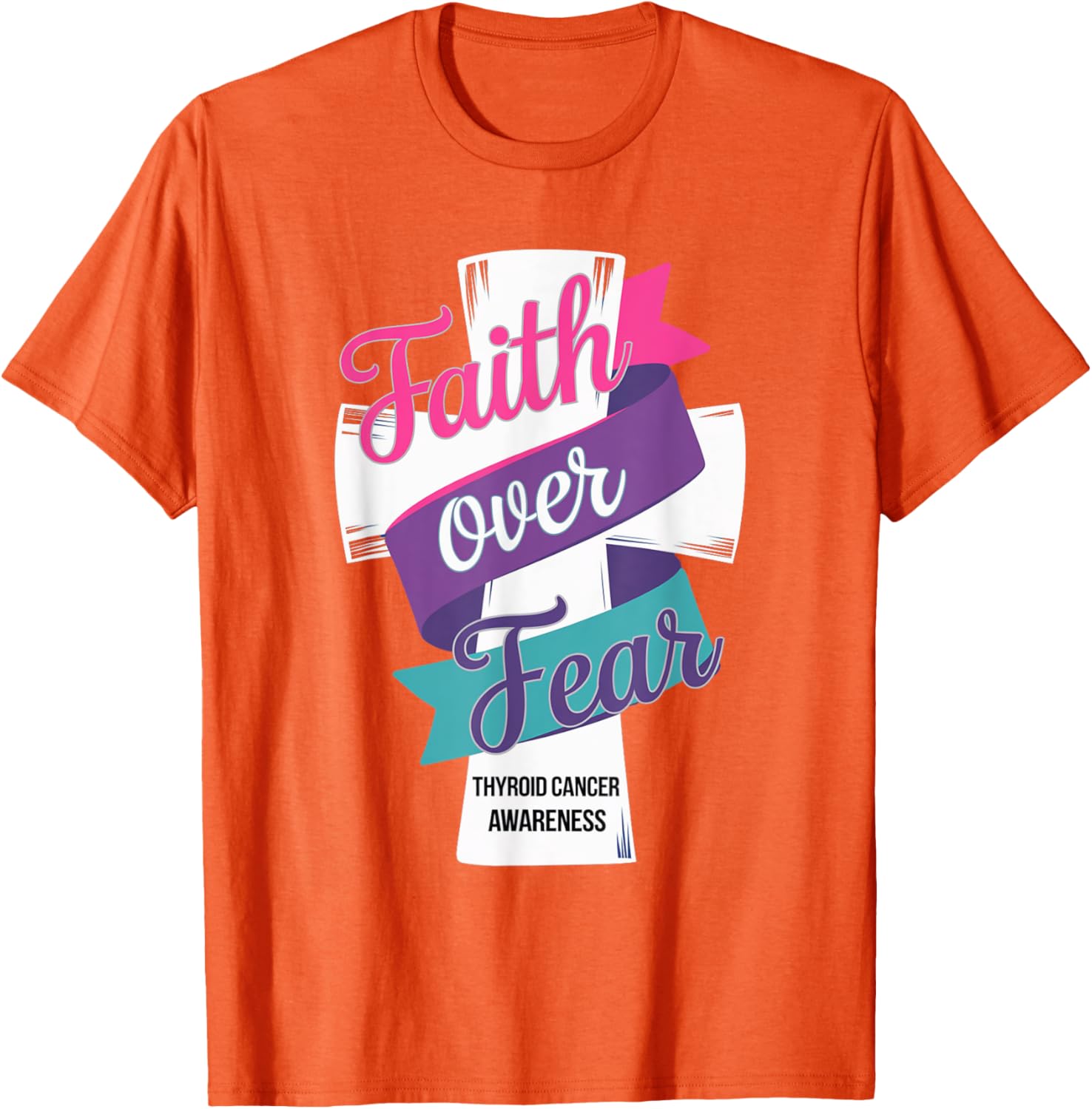 Faith Over Fear Thyroid Cancer Awareness T-Shirt for Hopeful Support - 2