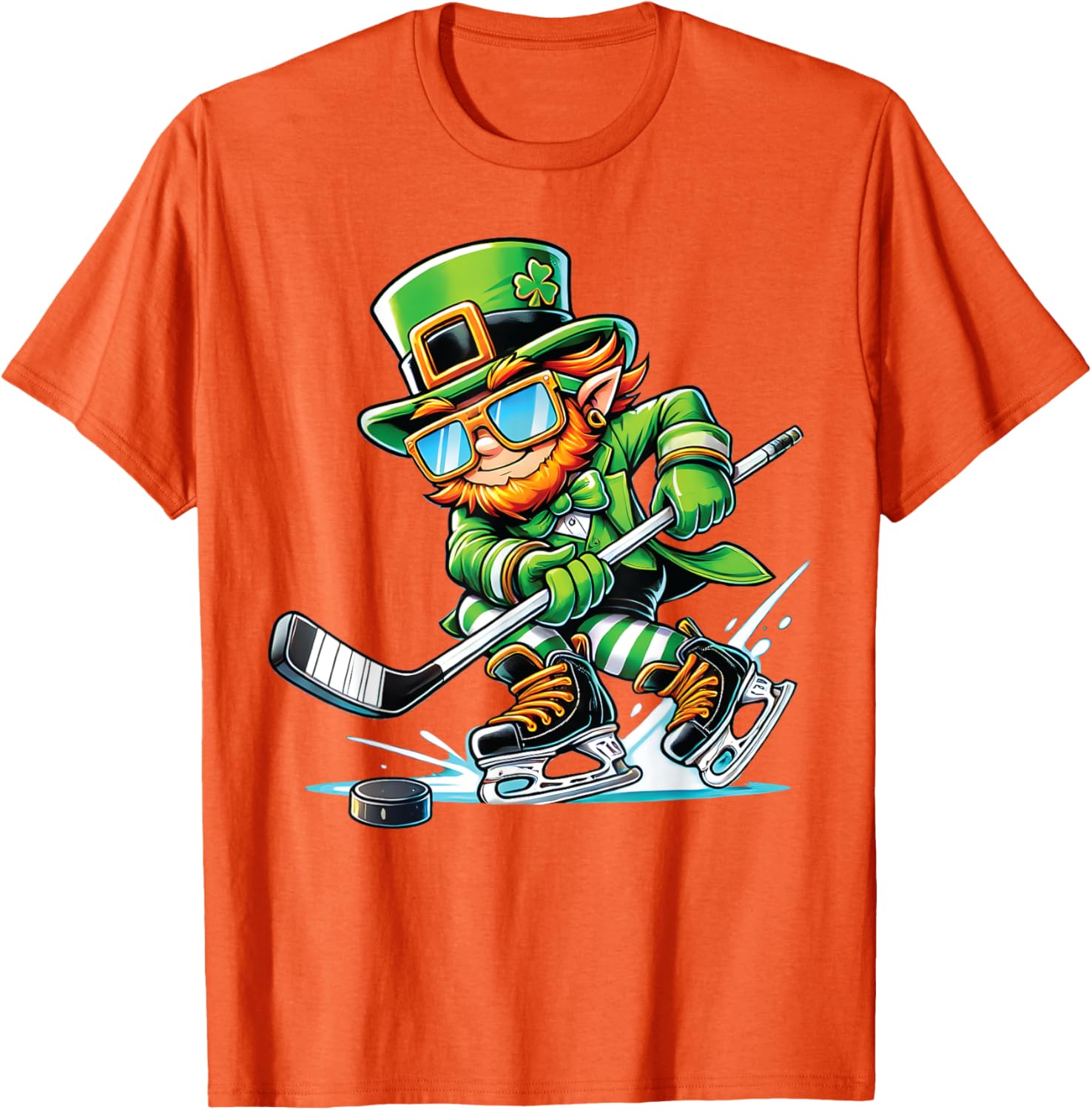 Leprechaun Ice Hockey T-Shirt Perfect for St Patrick's Day Fun - 11
