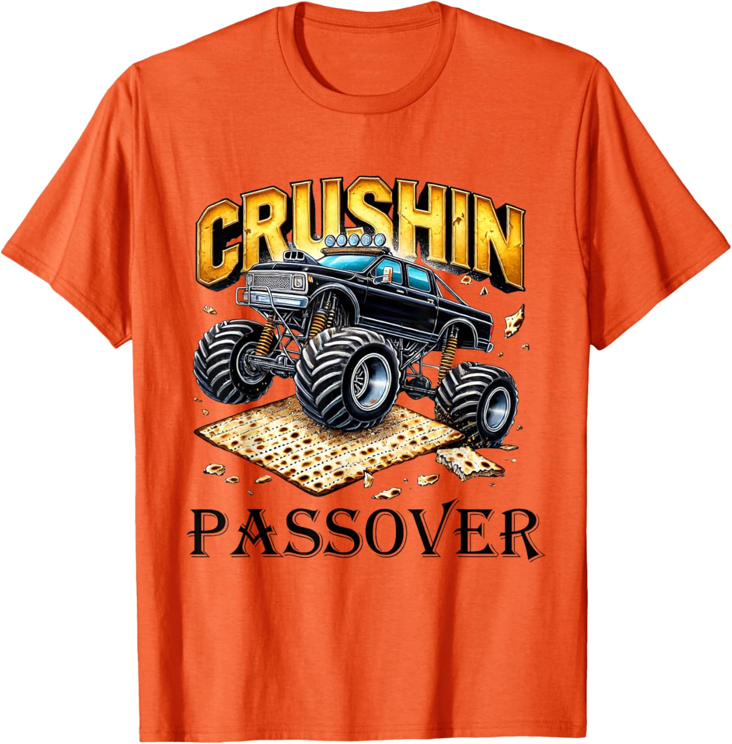 Funny Crushin' Passover Monster Truck Matzah T-Shirt for Celebrations - 10