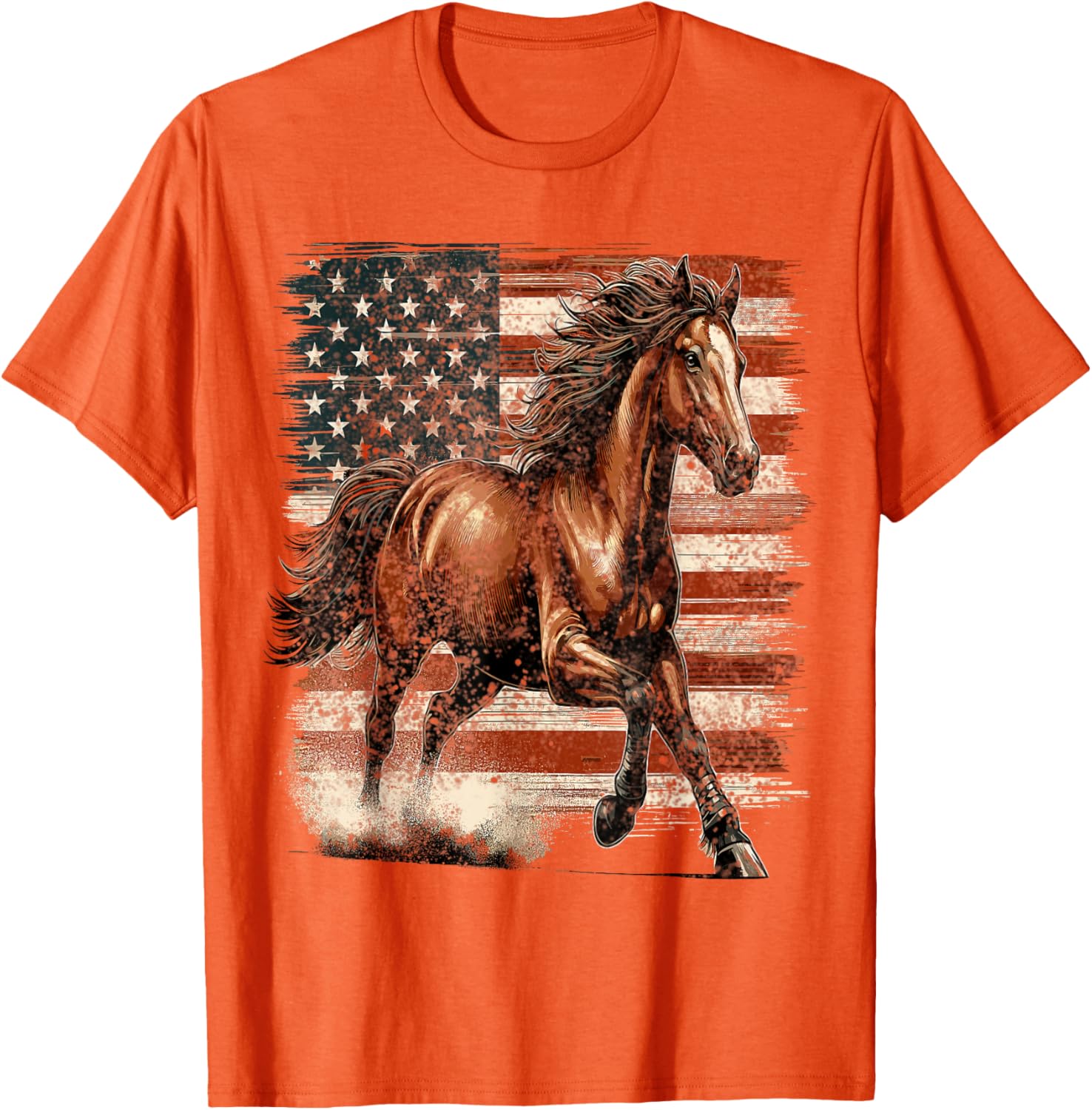 Patriotic Horse American Flag T-Shirt Perfect for 4th of July Celebrations - 8