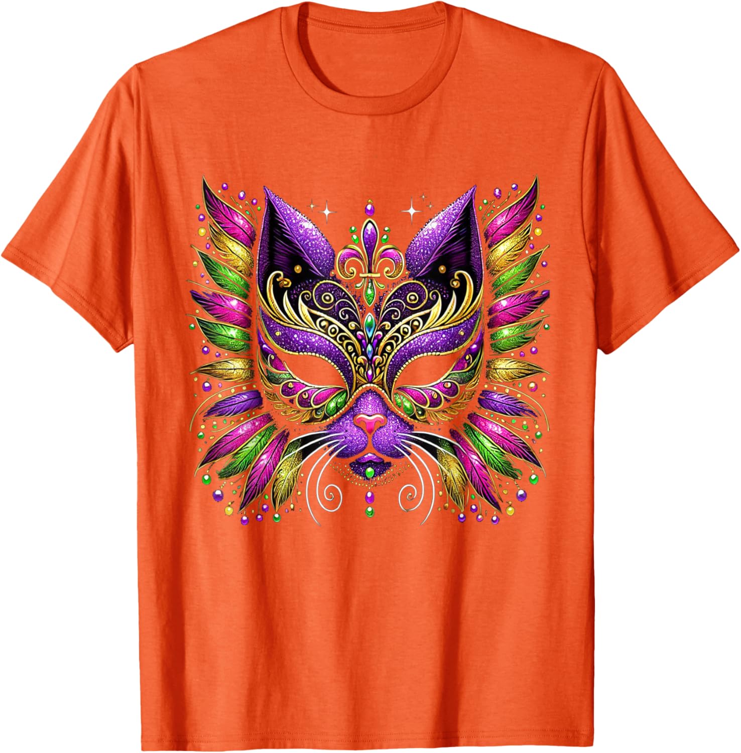 Mardi Gras Cat Mask T-Shirt for Women and Kids Perfect for 2025 Celebrations - 17