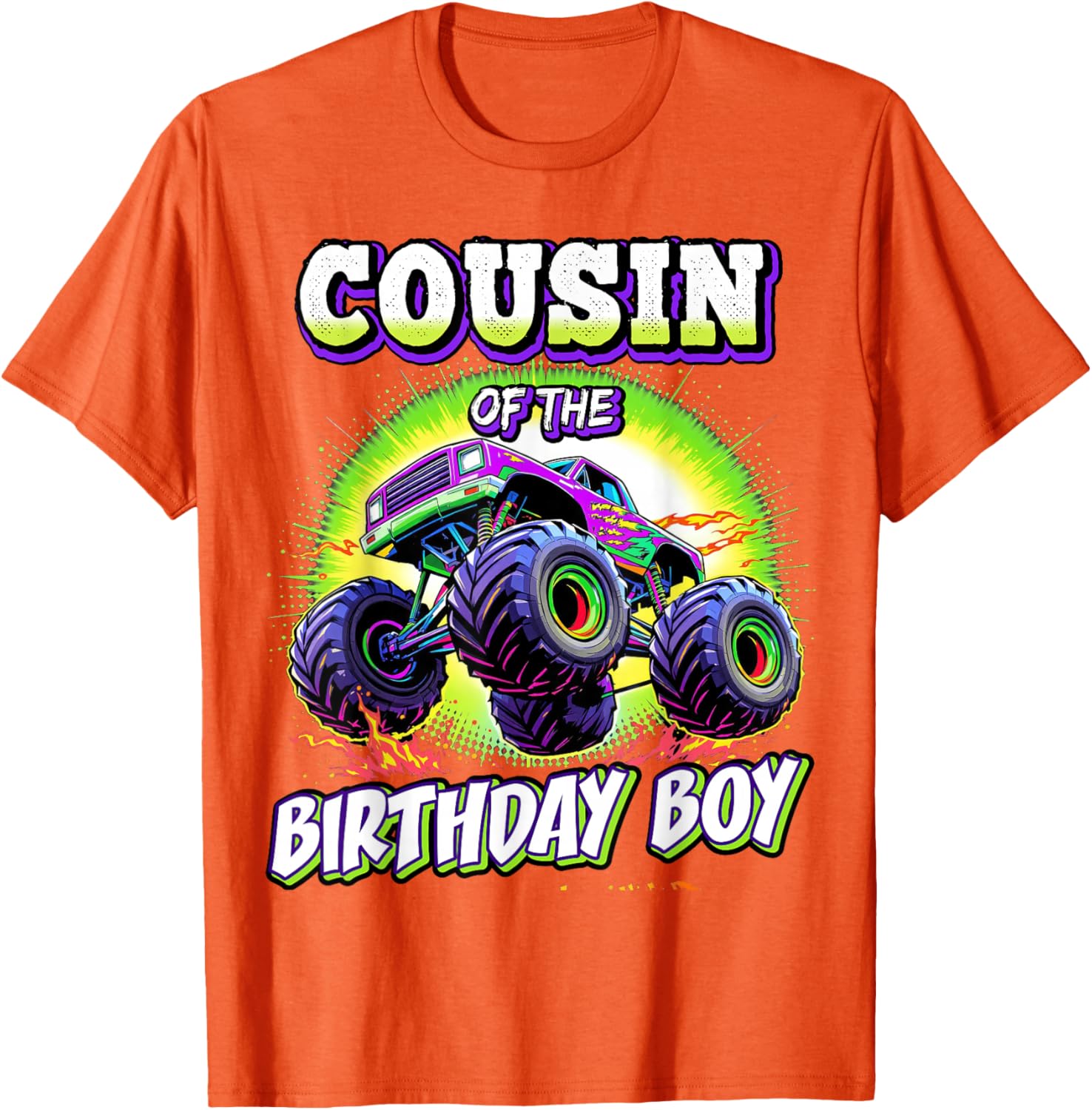 Cousin of the Birthday Boy Monster Truck T-Shirt for Fun Party Celebrations - 2