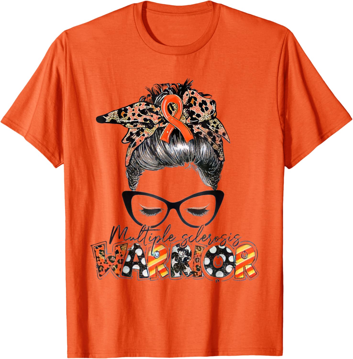 Multiple Sclerosis Warrior Messy Bun T-Shirt - MS Awareness Apparel - 11